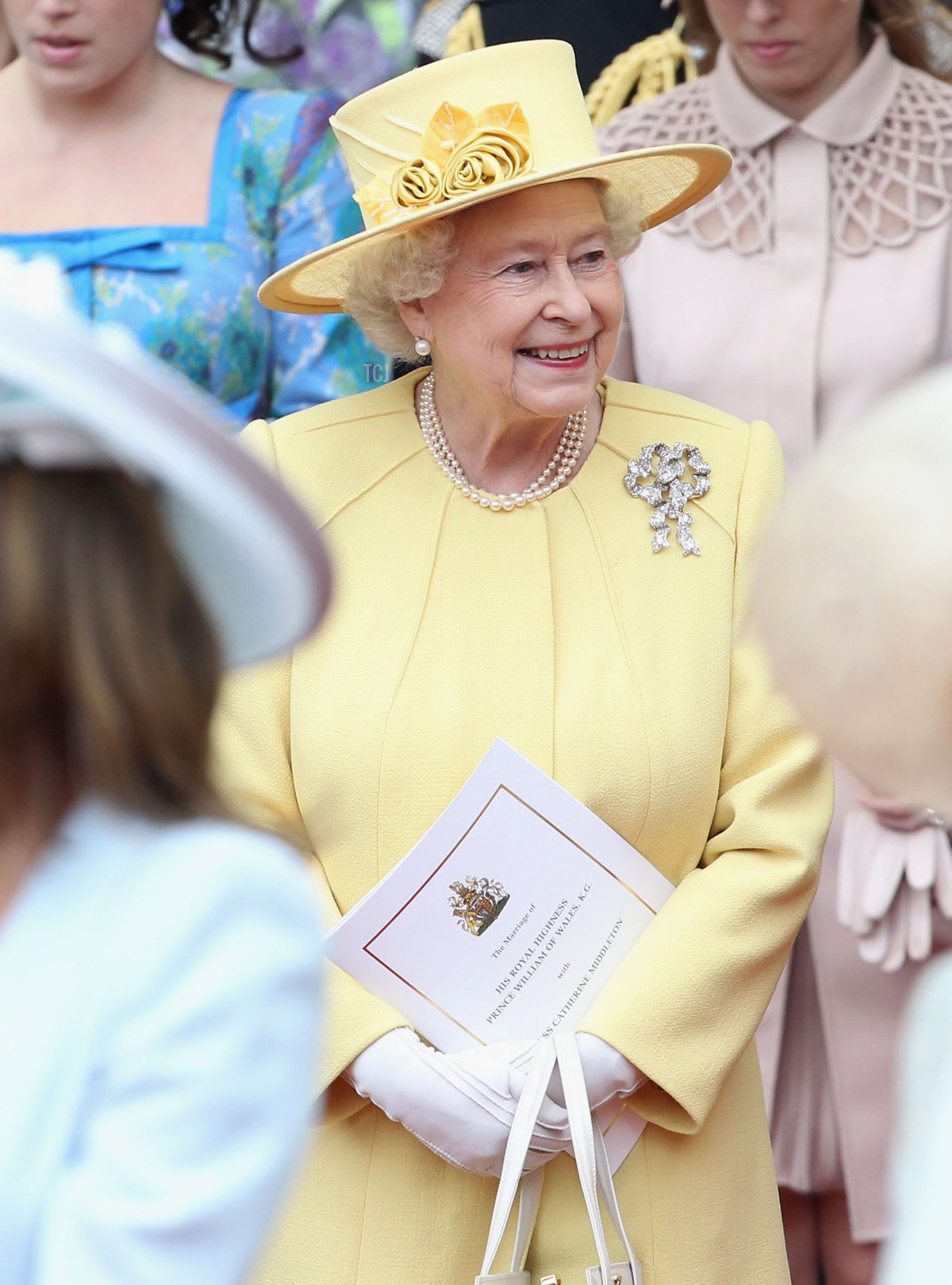 Queen Elizabeth II following the marriage of Prince William, Duke of Cambridge and Catherine, Duchess of Cambridge at Westminster Abbey on April 29, 2011 in London, England