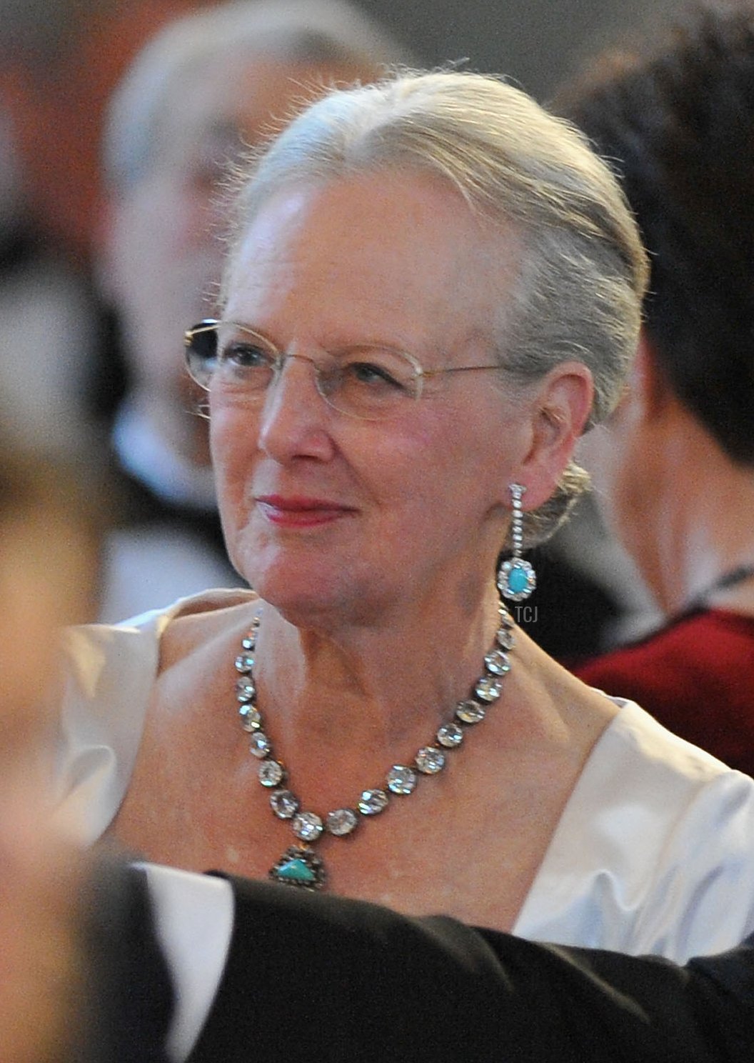 Queen Margrethe II of Denmark attends the Government Pre-Wedding Dinner for Crown Princess Victoria of Sweden and Daniel Westling at The Eric Ericson Hall on June 18, 2010 in Stockholm, Sweden