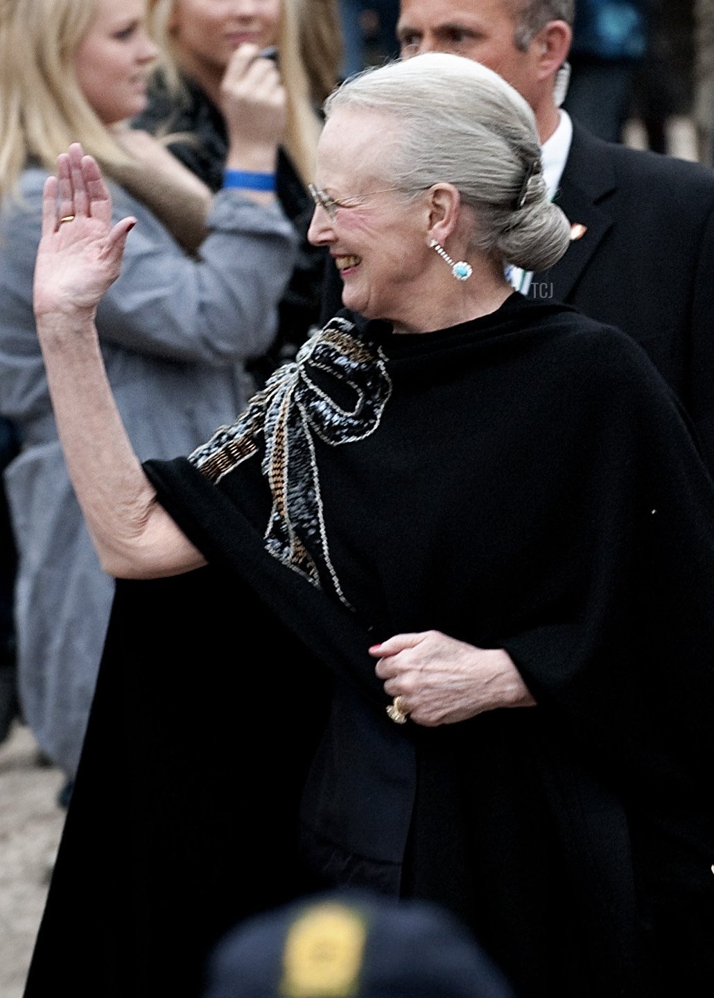 Queen Margrethe of Denmark (L) and President Dmitry Medvedev of Russia walk on April 28, 2010 in the Tivoili Gardens in Copenhagen. Medvedev and his wife are on a two-day visit to Denmark