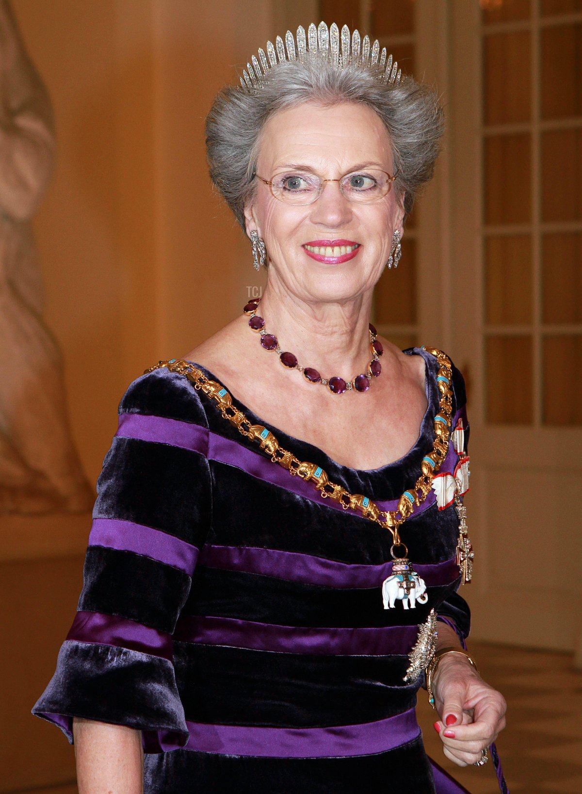 Princess Benedikte of Denmark arrives for the Gala Dinner at Christiansborg Castle on the occasion of Danish Queen Margrethe's 40th throne jubilee in Copenhagen, Denmark, 15 January 2012