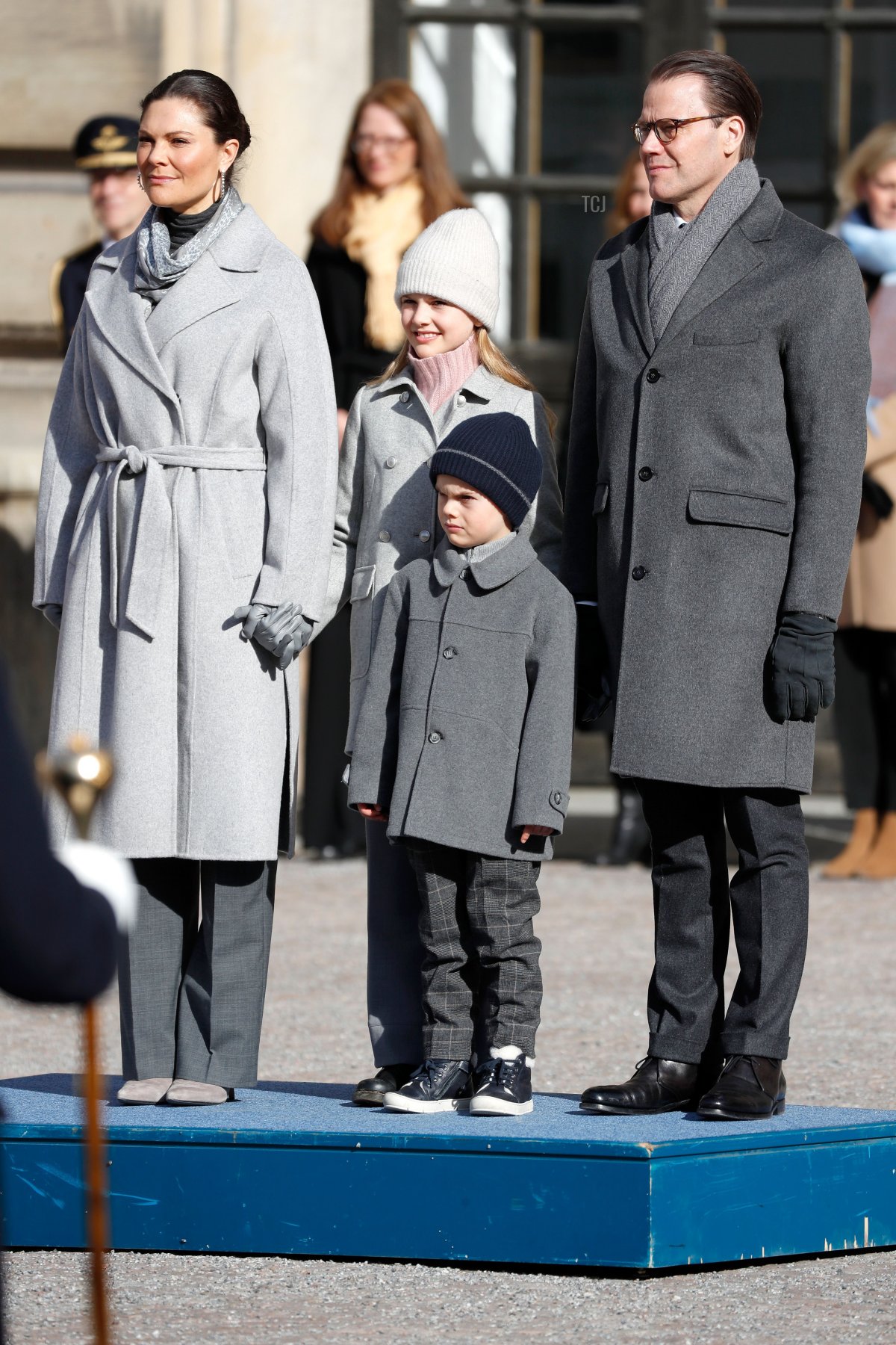 Crown Princess Victoria of Sweden, Princess Estelle of Sweden, Prince Oscar of Sweden and Prince Daniel of Sweden attend the Crown Princess' Name Day celebrations at the Stockholm Royal Palace on March 12, 2022 in Stockholm, Sweden