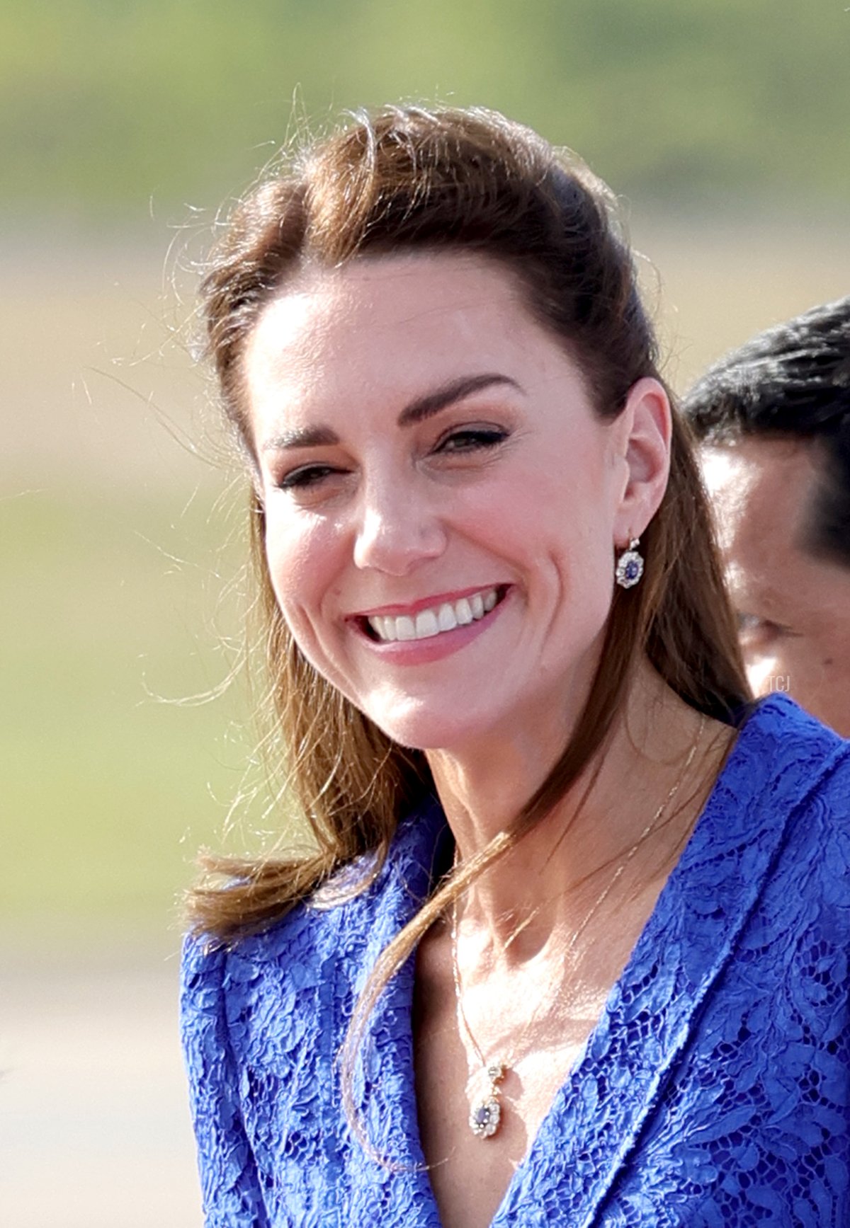 Catherine, Duchess of Cambridge arrives at Philip S. W Goldson International Airport on March 19, 2022 in Belize City, Belize
