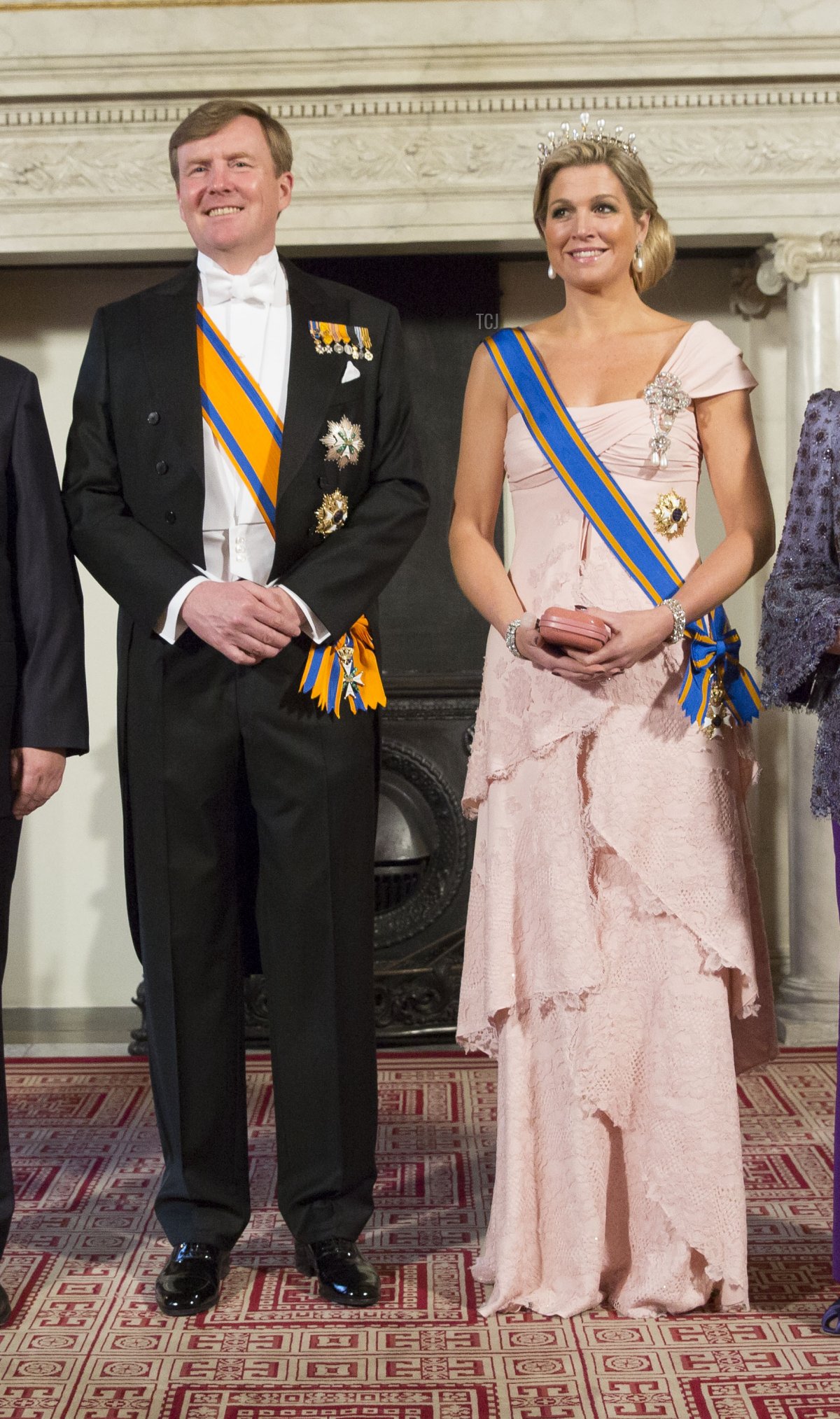 King Willem-Alexander of The Netherlands and Queen Maxima of The Netherlands have the official photo taken at the Royal Palace upon the arrival of Chinese President Xi Jinping on March 22, 2014 in Amsterdam, Netherlands