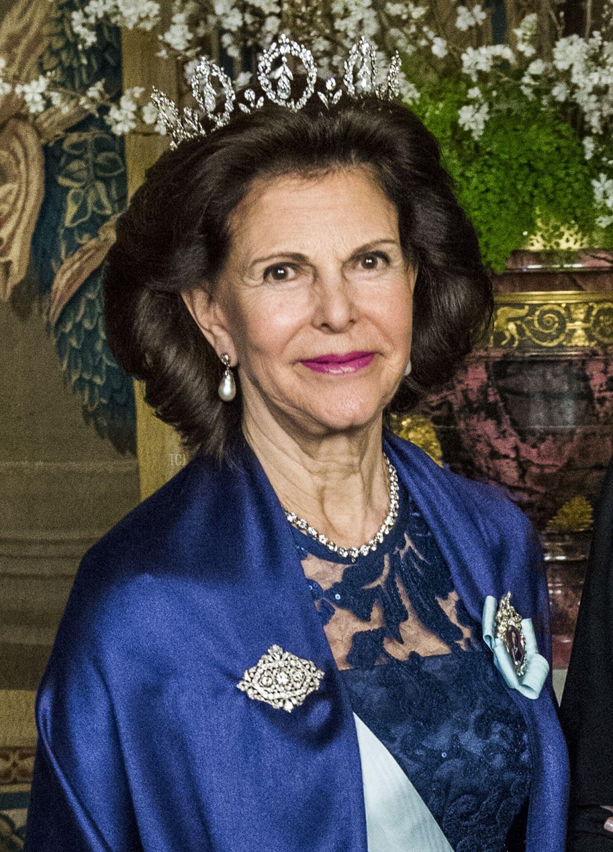 Queen Silvia and King Carl XVI Gustaf arrive to the official dinner at the Royal Palace in Stockholm, Sweden, March 23, 2017