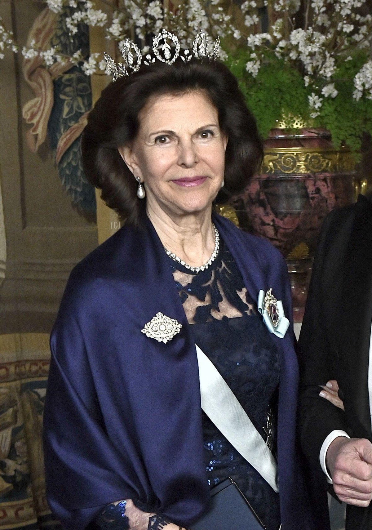 Queen Silvia and King Carl XVI Gustaf arrive to the official dinner at the Royal Palace in Stockholm, Sweden, March 23, 2017