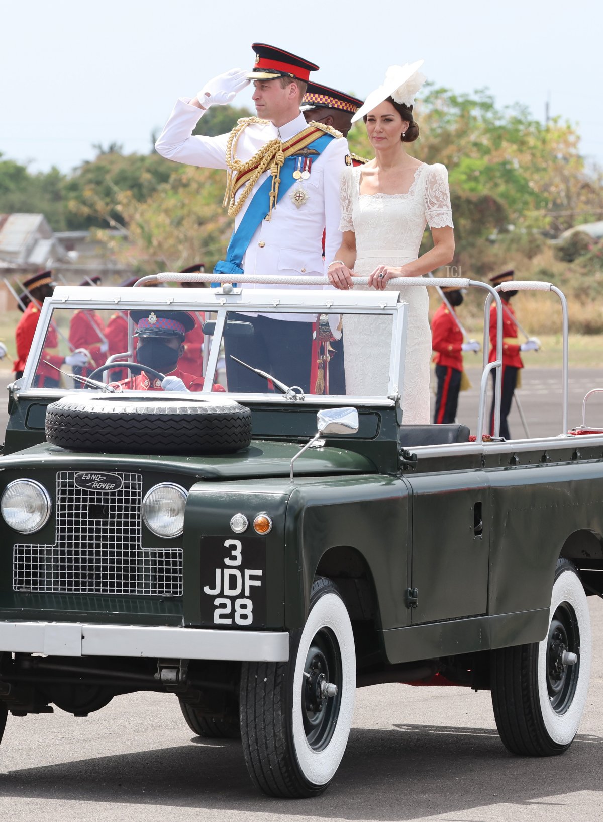 Prince William, Duke of Cambridge and Catherine, Duchess of Cambridge attend the inaugural Commissioning Parade for service personnel from across the Caribbean who have recently completed the Caribbean Military Academy’s Officer Training Programme, at the Jamaica Defence Force on day six of the Platinum Jubilee Royal Tour of the Caribbean on March 24, 2022 in Kingston, Jamaica