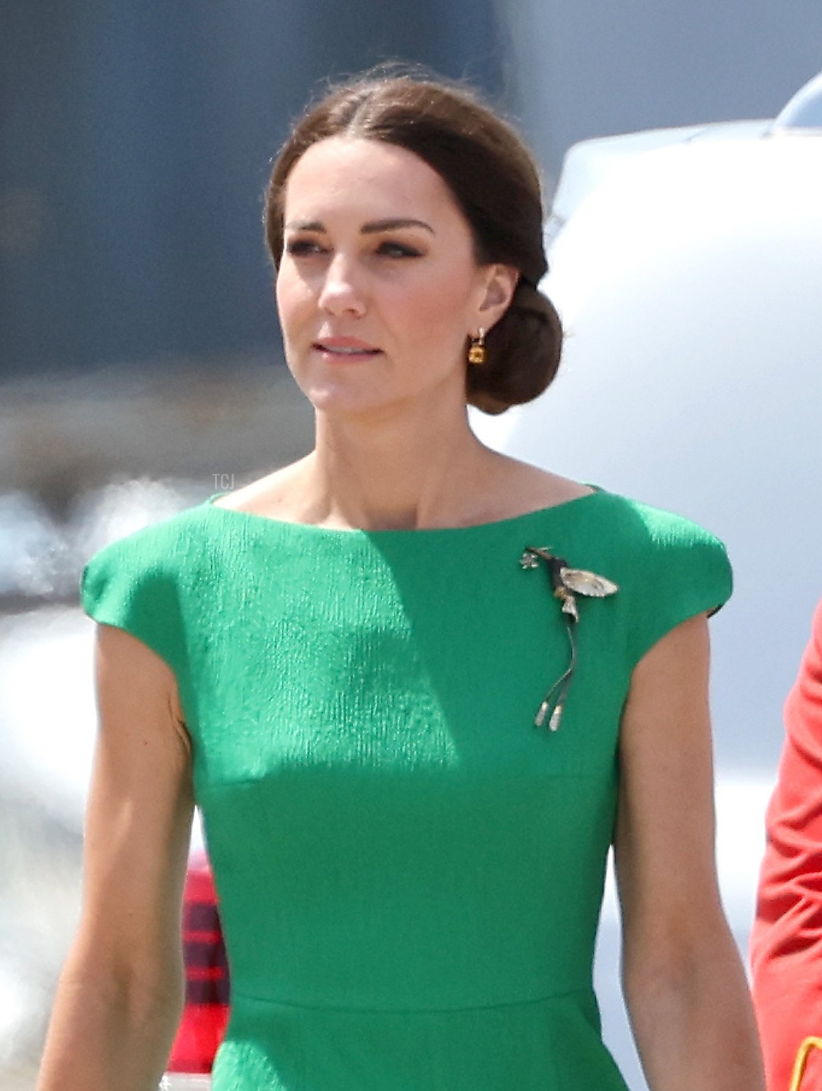 Catherine, Duchess of Cambridge ahead of her departure with Prince William, Duke of Cambridge from Norman Manley International Airport on day six of the Platinum Jubilee Royal Tour of the Caribbean on March 24, 2022 in Kingston, Jamaica