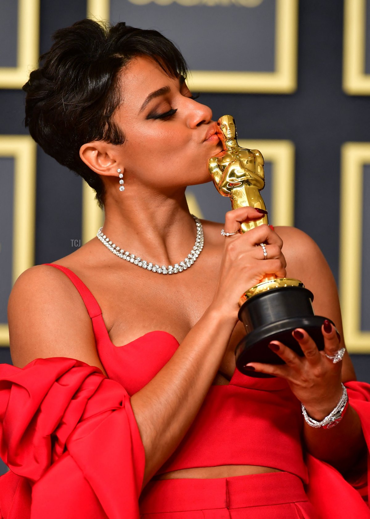 Actress Ariana DeBose poses with her Oscar for Best Supporting Actress for 'West Side Story' in the press room during the 94th Oscars at the Dolby Theatre in Hollywood, California on March 27, 2022