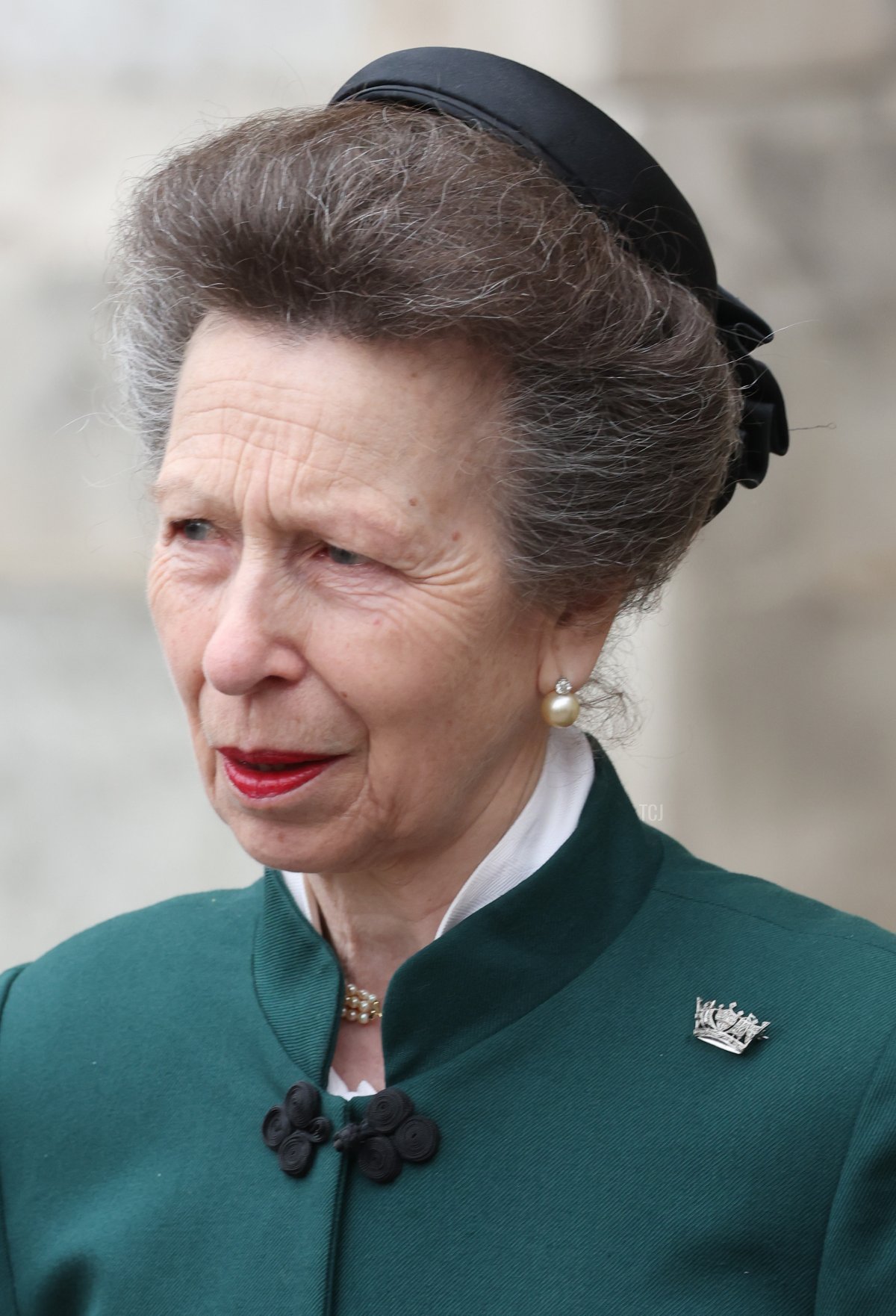 Princess Anne, Princess Royal departs the memorial service for the Duke Of Edinburgh at Westminster Abbey on March 29, 2022 in London, England