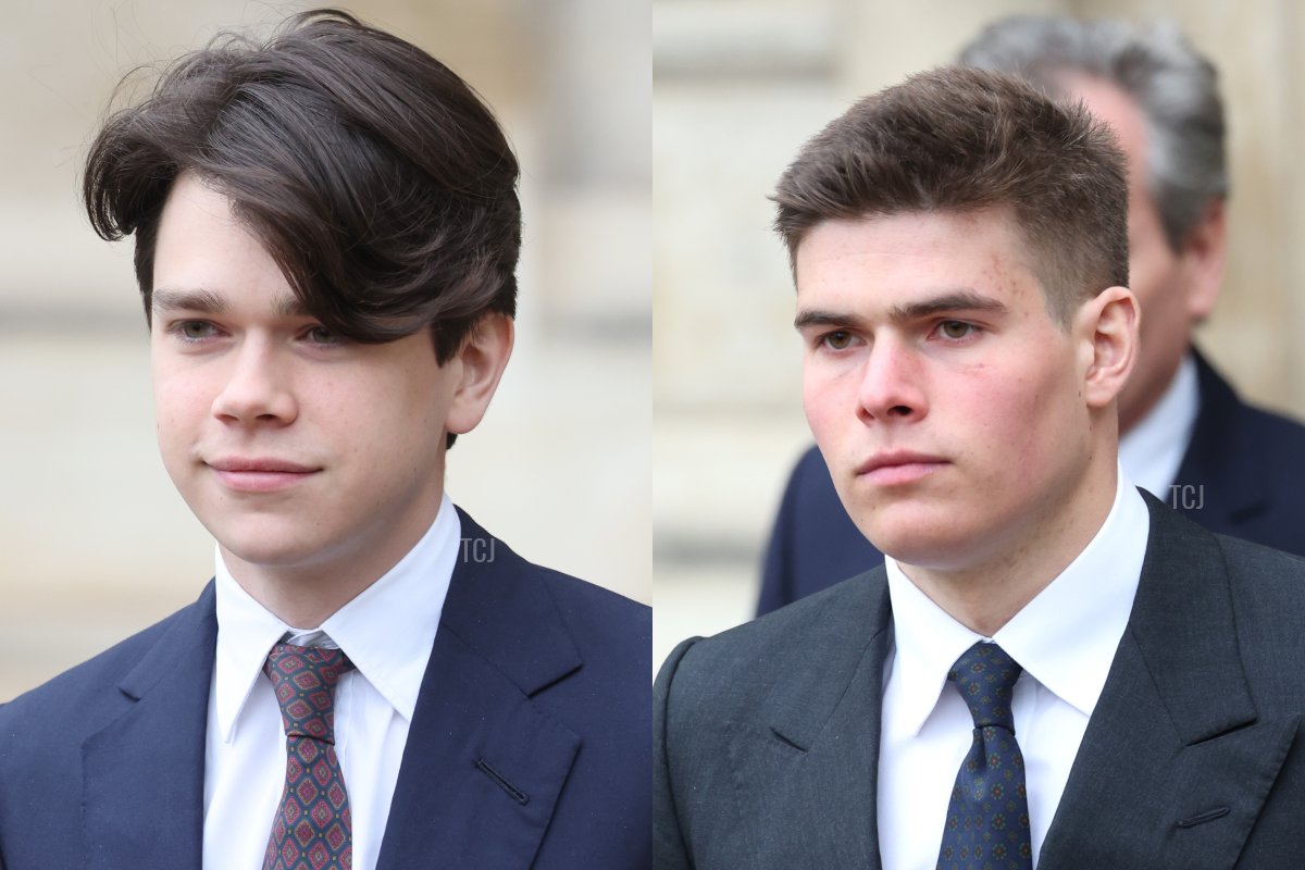 Samuel and Arthur Chatto attend the memorial service for the Duke Of Edinburgh at Westminster Abbey on March 29, 2022 in London, England