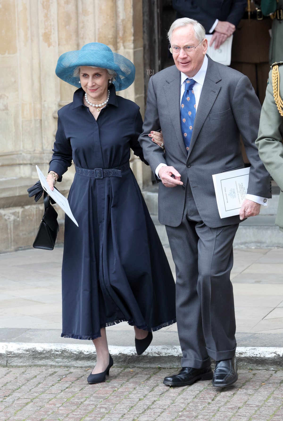 Birgitte, Duchess of Gloucester and Prince Richard, Duke of Gloucester depart the memorial service for the Duke Of Edinburgh at Westminster Abbey on March 29, 2022 in London, England
