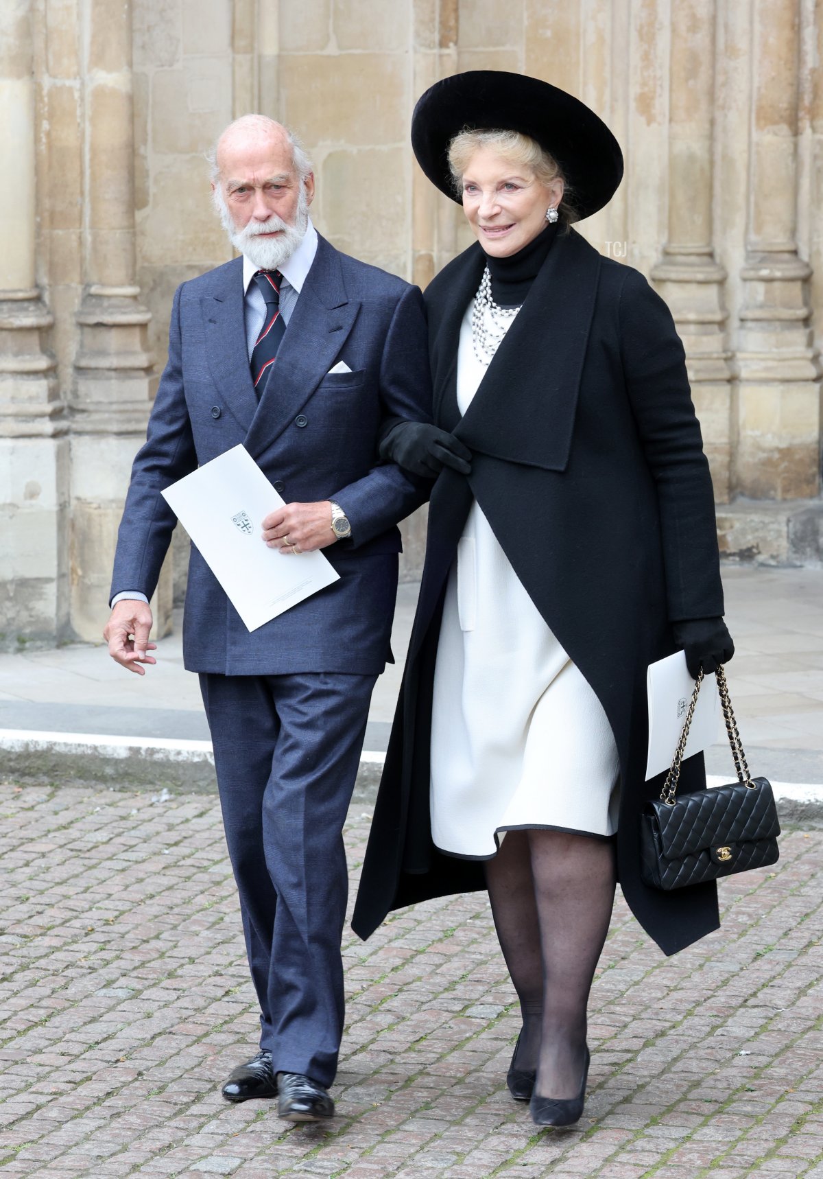 Prince Michael of Kent and Princess Michael of Kent depart the memorial service for the Duke Of Edinburgh at Westminster Abbey on March 29, 2022 in London, England