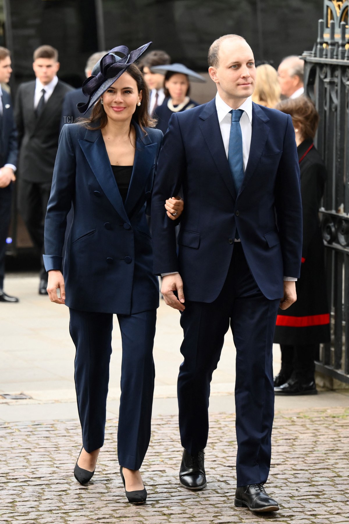 Britain's Lady Frederick Windsor (L) and Britain's Lord Frederick Windsor arrive to attend a Service of Thanksgiving for Britain's Prince Philip, Duke of Edinburgh, at Westminster Abbey in central London on March 29, 2022