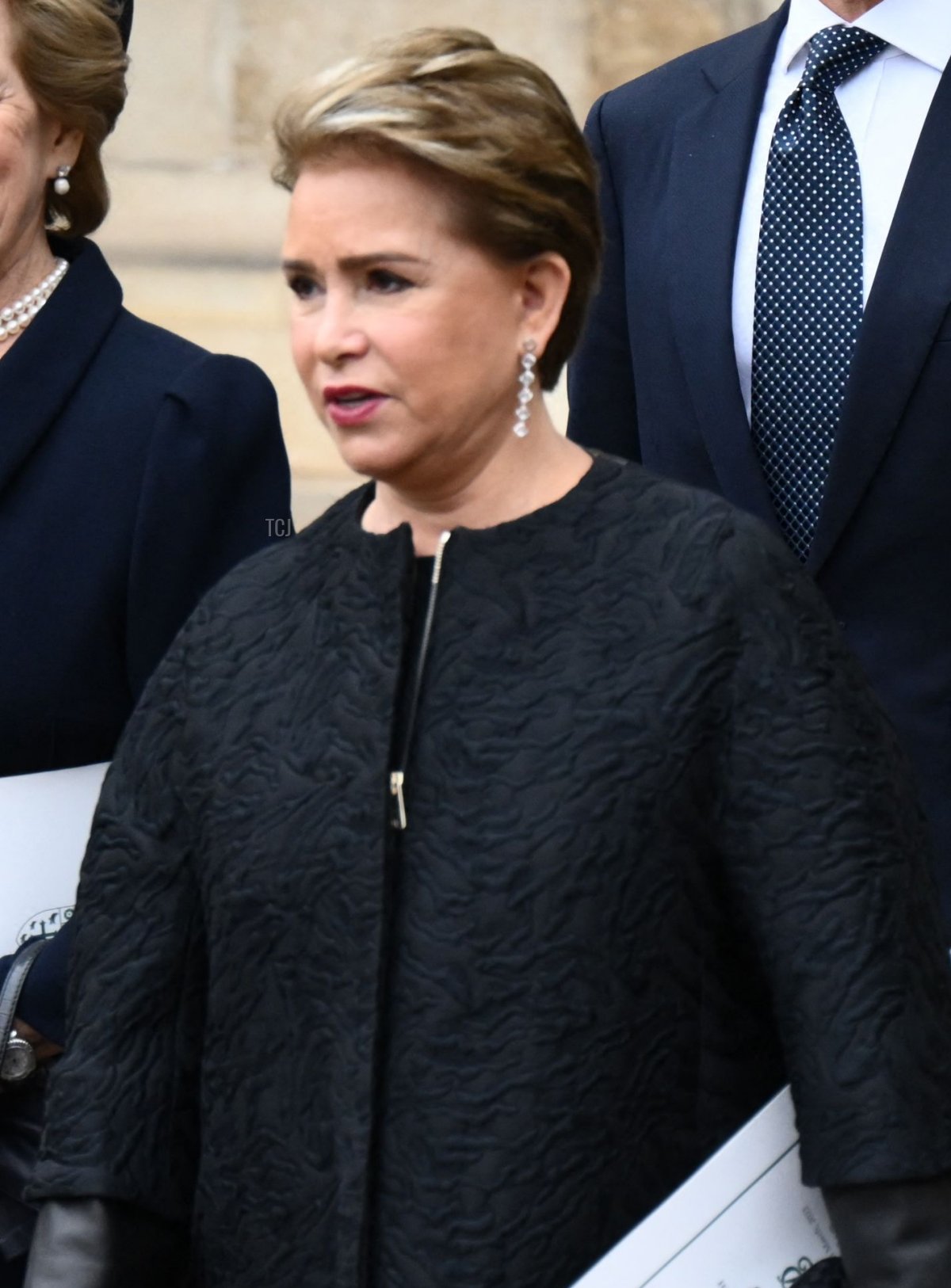 The Grand Duchess of Luxembourg leave after attending a Service of Thanksgiving for Britain's Prince Philip, Duke of Edinburgh, at Westminster Abbey in central London on March 29, 2022