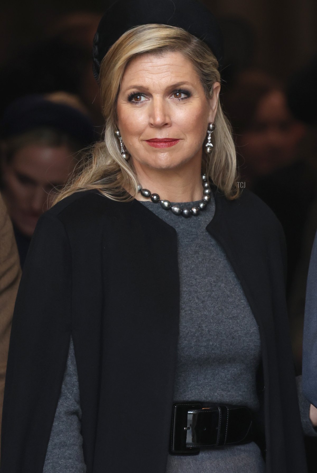 Queen Máxima of the Netherlands departs the memorial service for the Duke Of Edinburgh at Westminster Abbey on March 29, 2022 in London, England