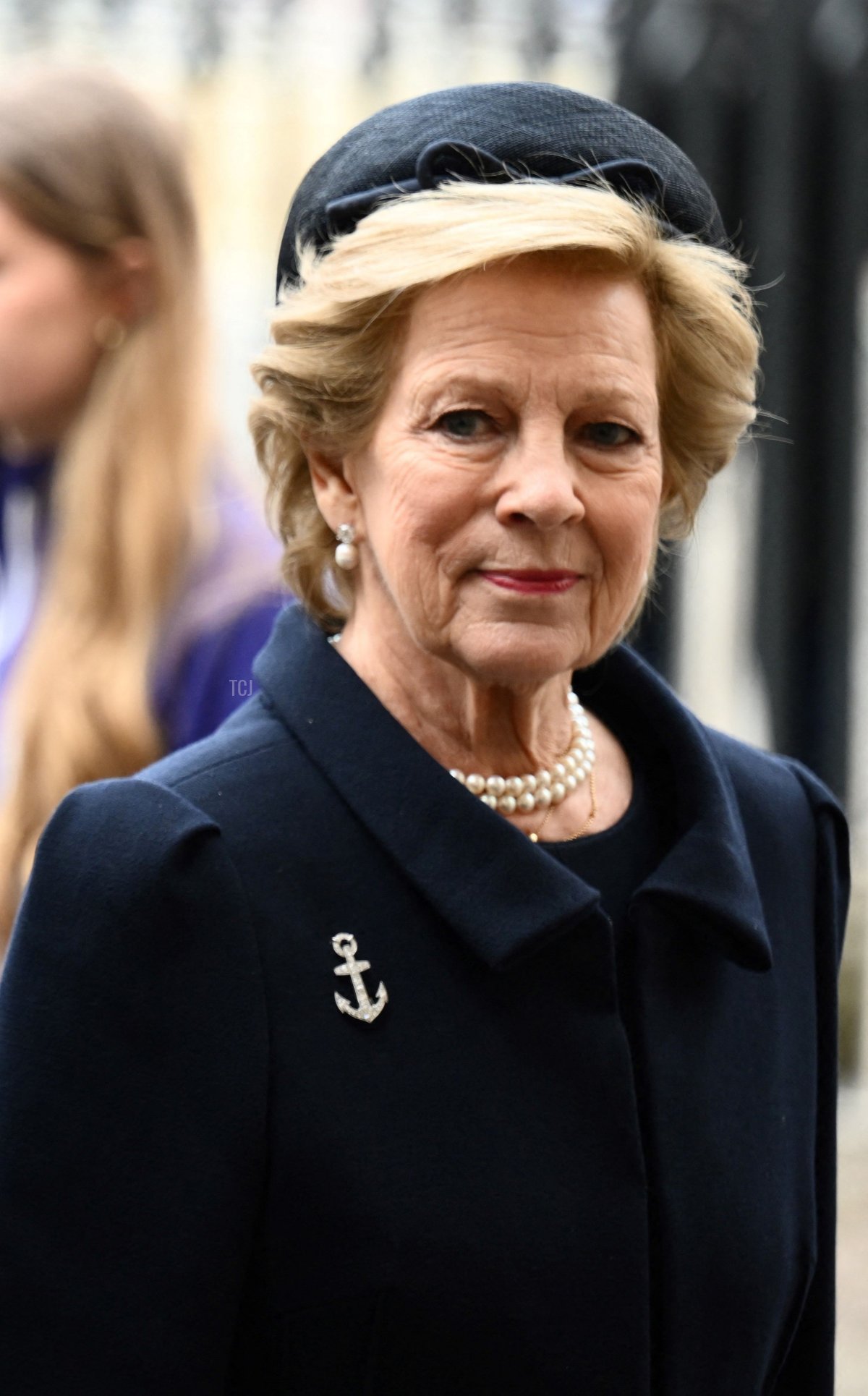 Greece's Crown Prince Pavlos (C) Greece's Crown Princess Marie-Chantal (L) and Greece's former Queen Anne-Marie arrive to attend a Service of Thanksgiving for Britain's Prince Philip, Duke of Edinburgh, at Westminster Abbey in central London on March 29, 2022