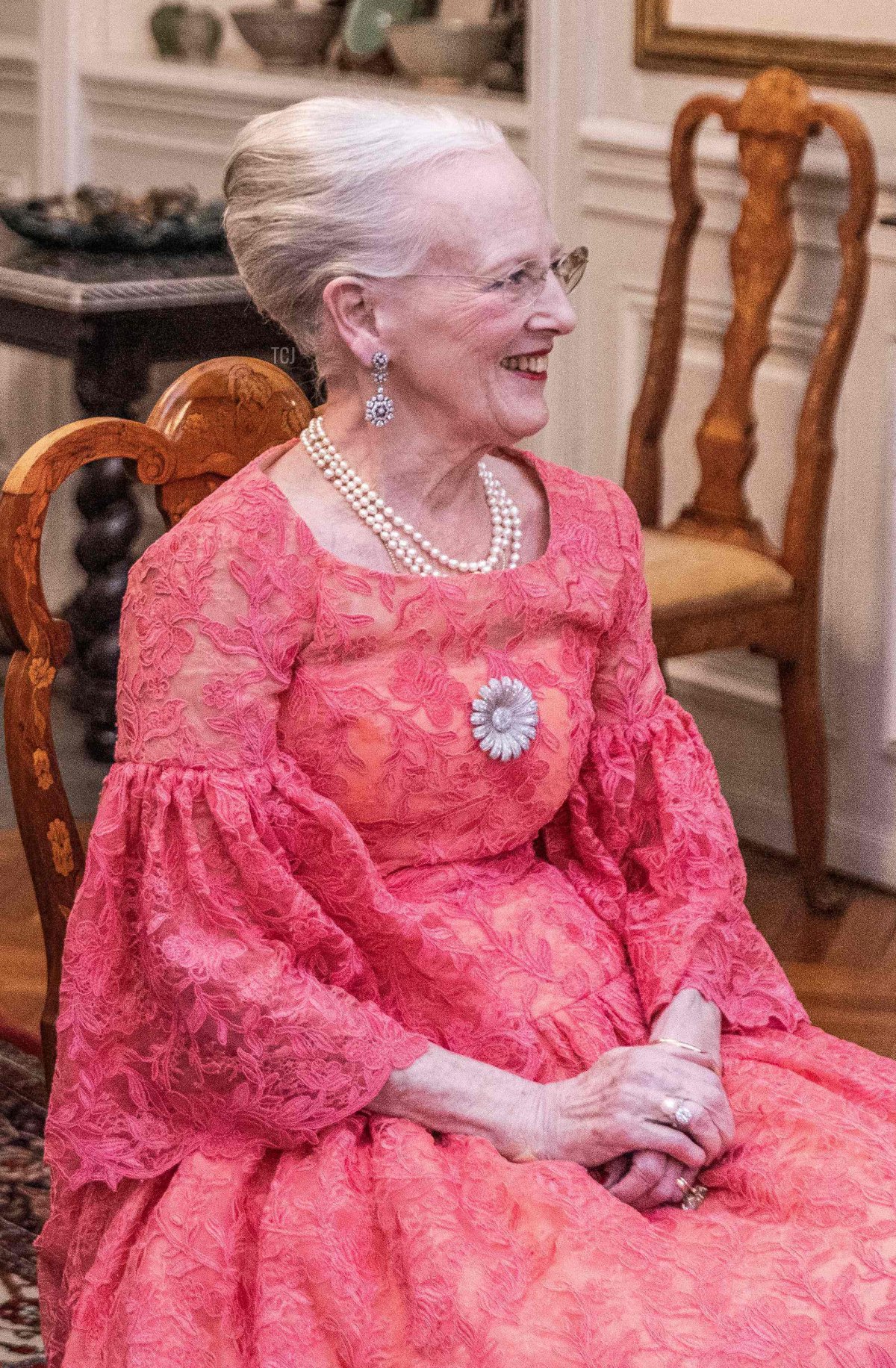 Queen Margrethe of Denmark (L) and her sisters princess Benedikte (C) and queen Anne-Marie arrive to receive guests before the ballets 'Palaeerne Danser' and 'The mansions are dancing' and an award ceremony with Queen Ingrids at Amalienborg Castle in Copenhagen, Denmark, on March 27, 2022