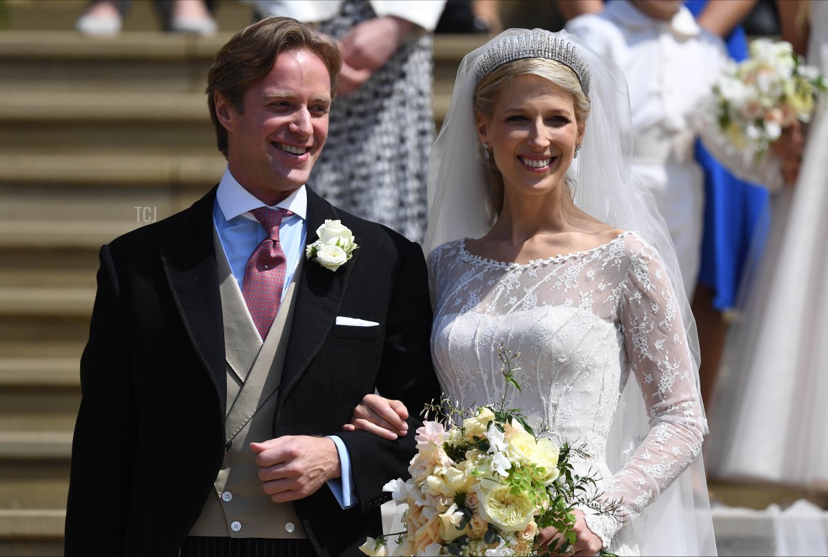 Bride, Lady Gabriella Windsor and groom, Thomas Kingston after their wedding at St George's Chapel, Windsor Castle on May 18, 2019 in Windsor, England