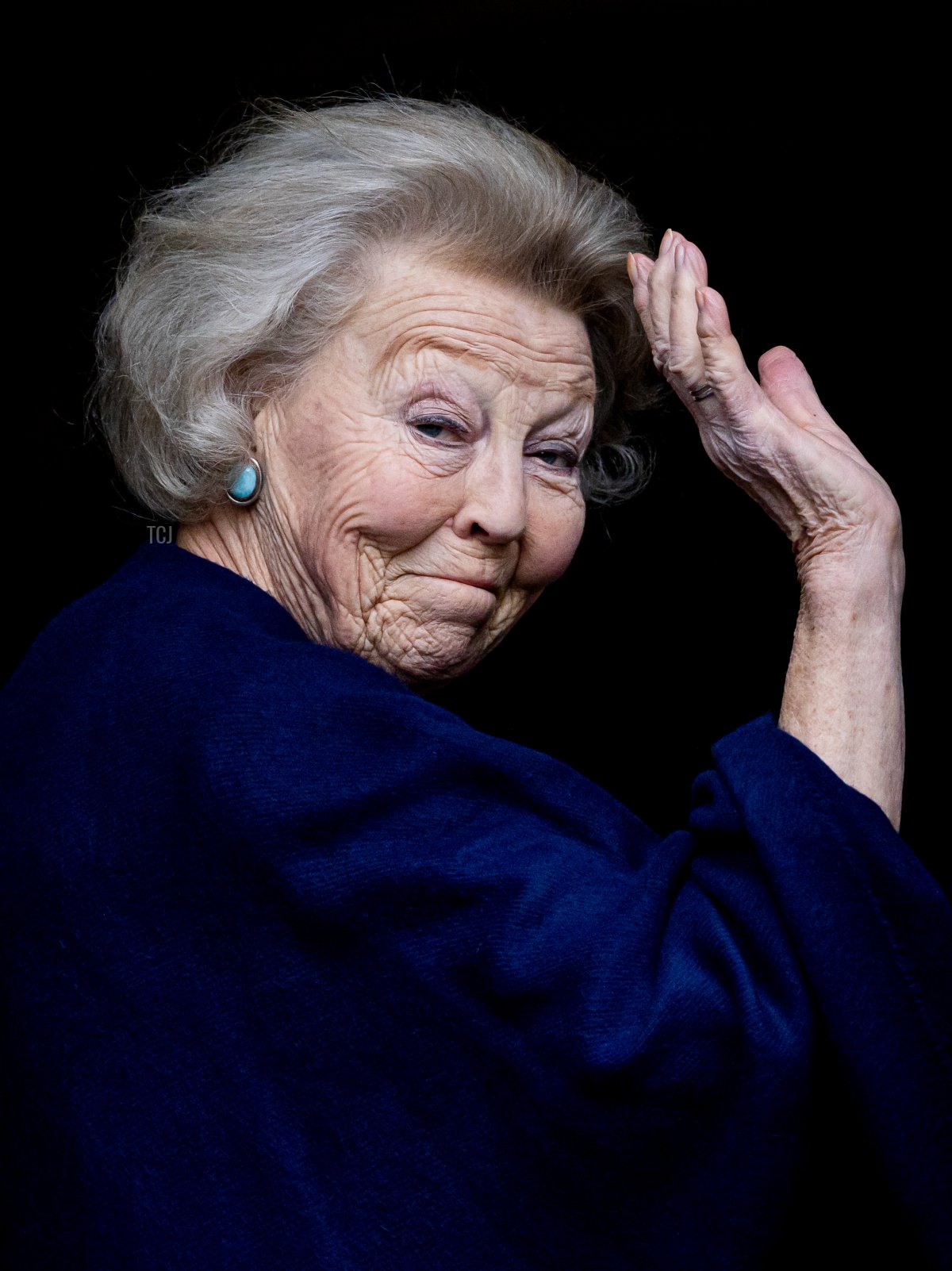 Princess Beatrix of The Netherlands arrives for the state banquet at the Royal Palace on the first day of the Indian President's state visit to the Netherlands on April 5, 2022 in Amsterdam, Netherlands