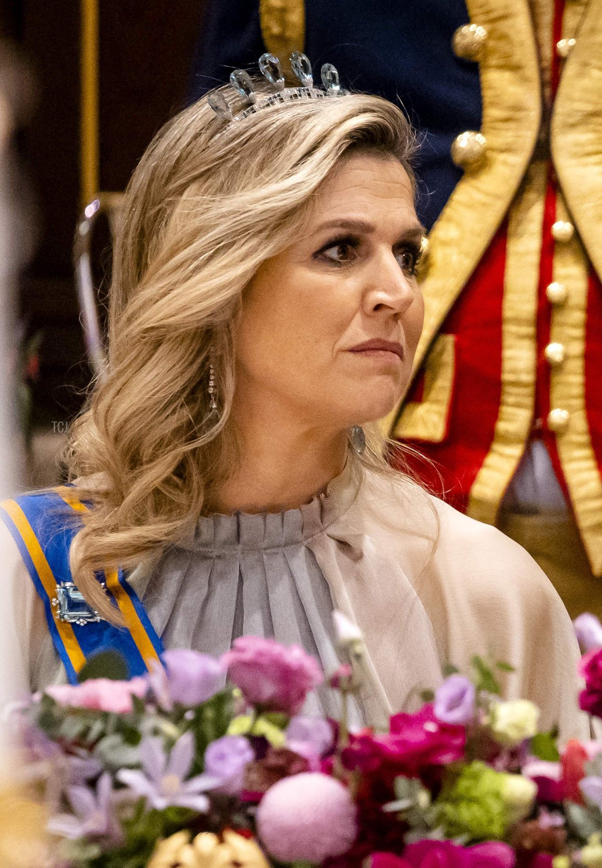 Queen Maxima (L) and India's President Ram Nath Kovind (R) listen to the speech of Netherland's King during a state banquet in the Citizens' Hall of the Royal Palace in Amsterdam on April 5, 2022, on the first day of Kovind's state visit in the Netherlands aimed at broadening the cooperation between the two countries