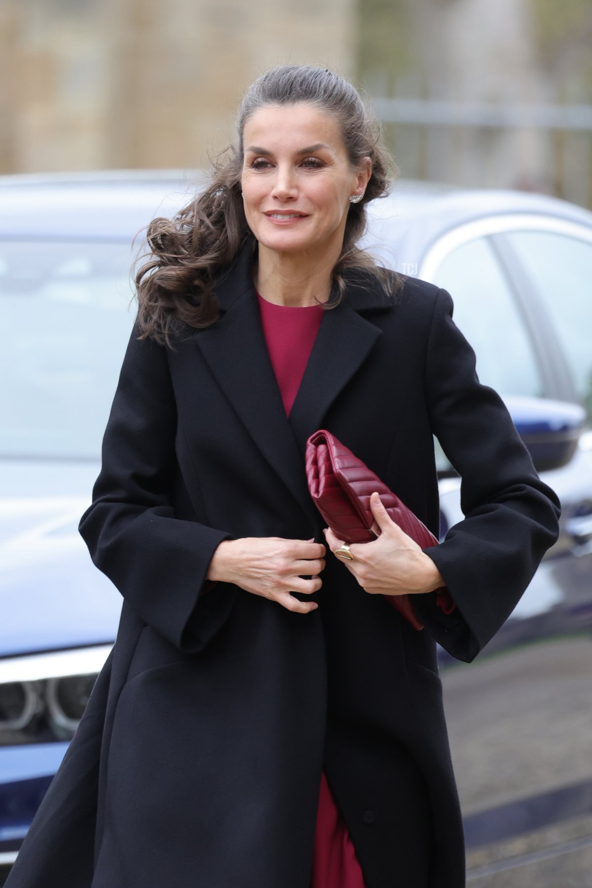 Queen Letizia of Spain arrives at Auckland Castle on April 05, 2022 in Bishop Auckland, England
