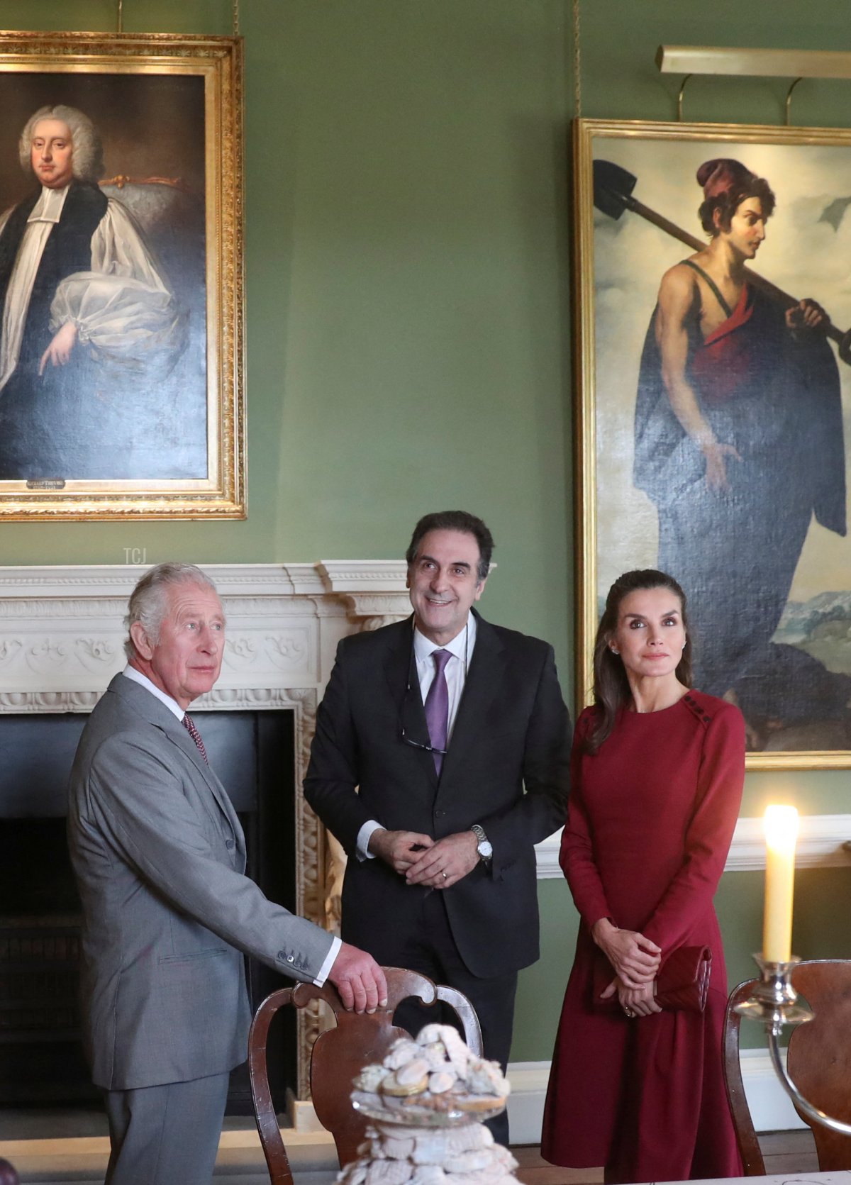 Prince Charles, Prince of Wales, and Spain's Queen Letizia visit Auckland Castle to view the Francisco de Zurbaran art collection, on April 5, 2022 in Bishop Auckland, County Durham, England