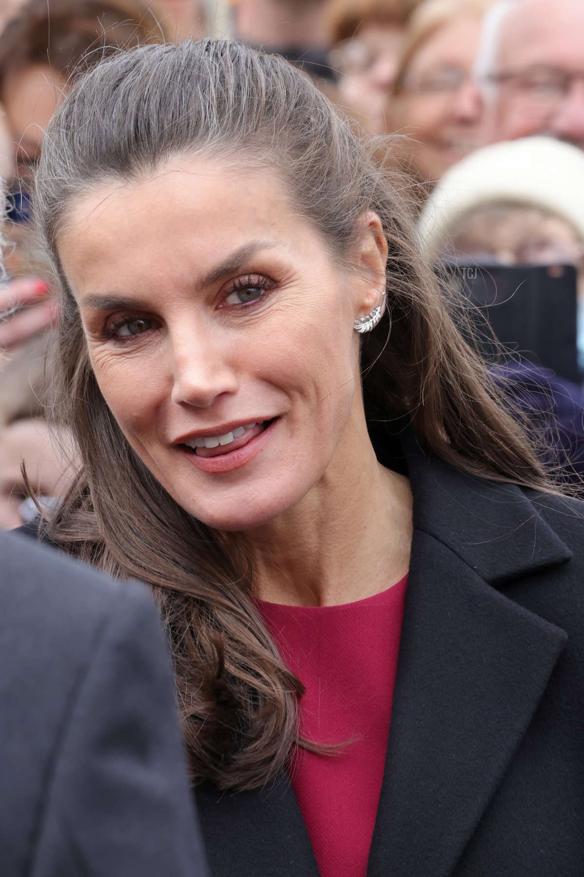 Queen Letizia of Spain departs The Spanish Art Gallery at Market Place after its official opening on April 05, 2022 in Bishop Auckland, England