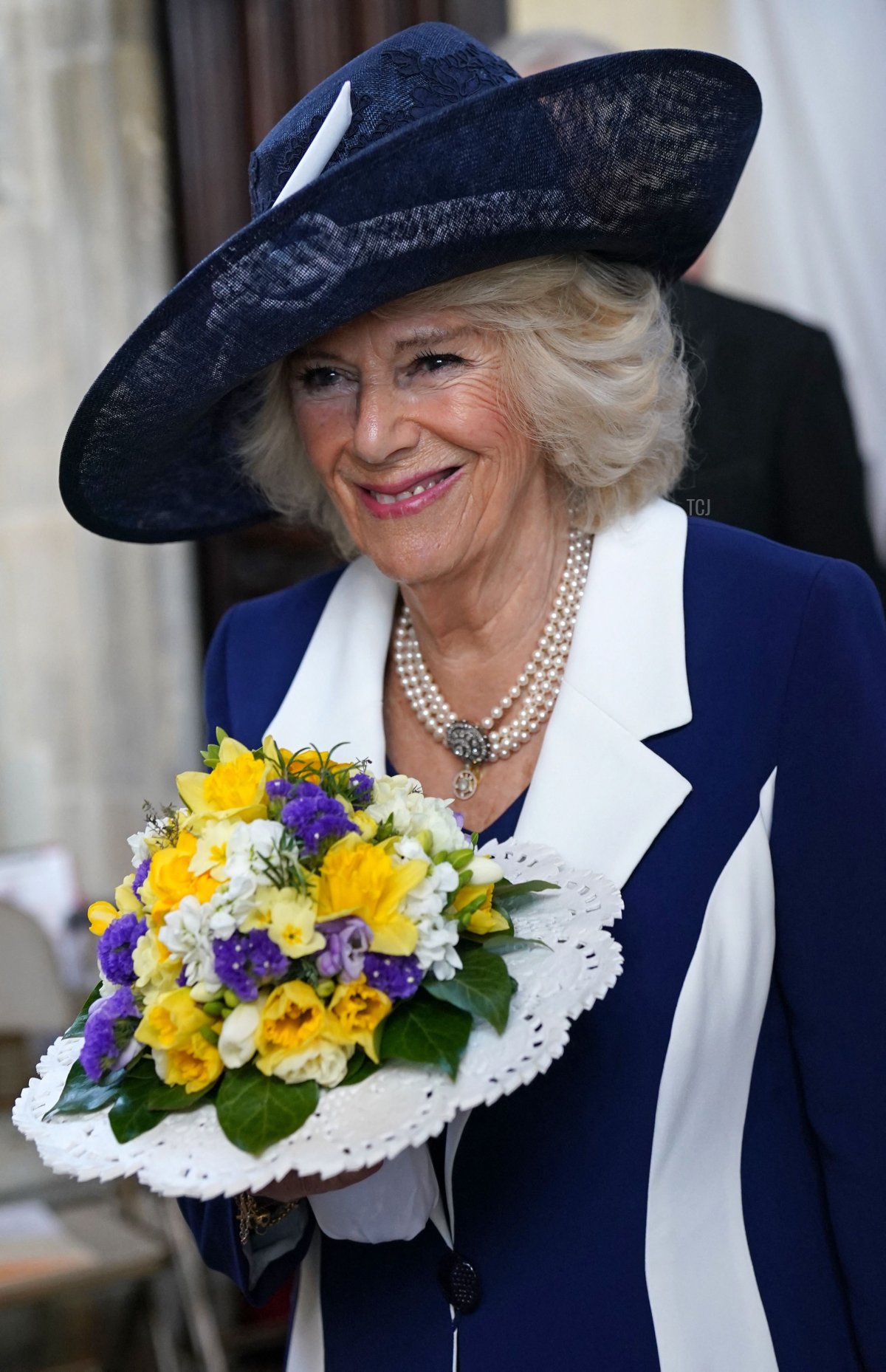 Britain's Camilla, Duchess of Cornwall attends the Royal Maundy Service at St George's Chapel in Windsor, west of London on April 14, 2022