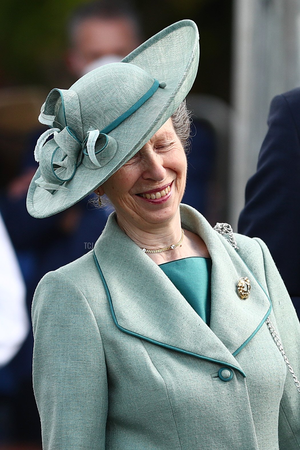 Her Royal Highness Princess Anne, The Princess Royal laughs as a cow urinates on the Cattle Judging Lawn at the Bicentennial Sydney Royal Easter Show. on April 09, 2022 in Sydney, Australia