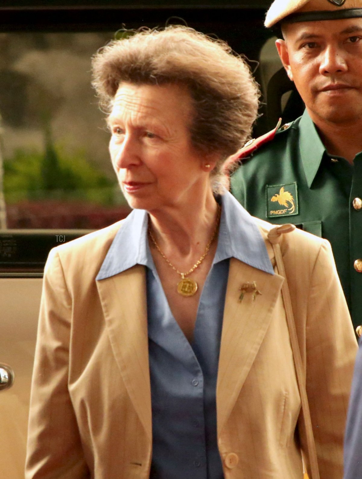 Britain's Princess Anne (C) arrives to speak at a reception for business leaders and politicians in Port Moresby on April 11, 2022 during her royal trip to Papua New Guinea in celebration of the Queen's Platinum Jubilee