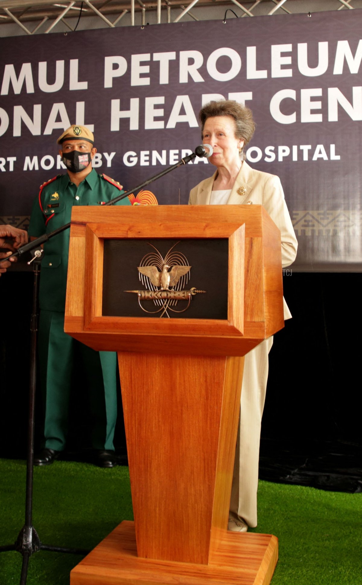 Britain's Princess Anne opens the National Heart Centre in Port Moresby on April 12, 2022, during her royal trip to Papua New Guinea in celebration of the Queen's Platinum Jubilee