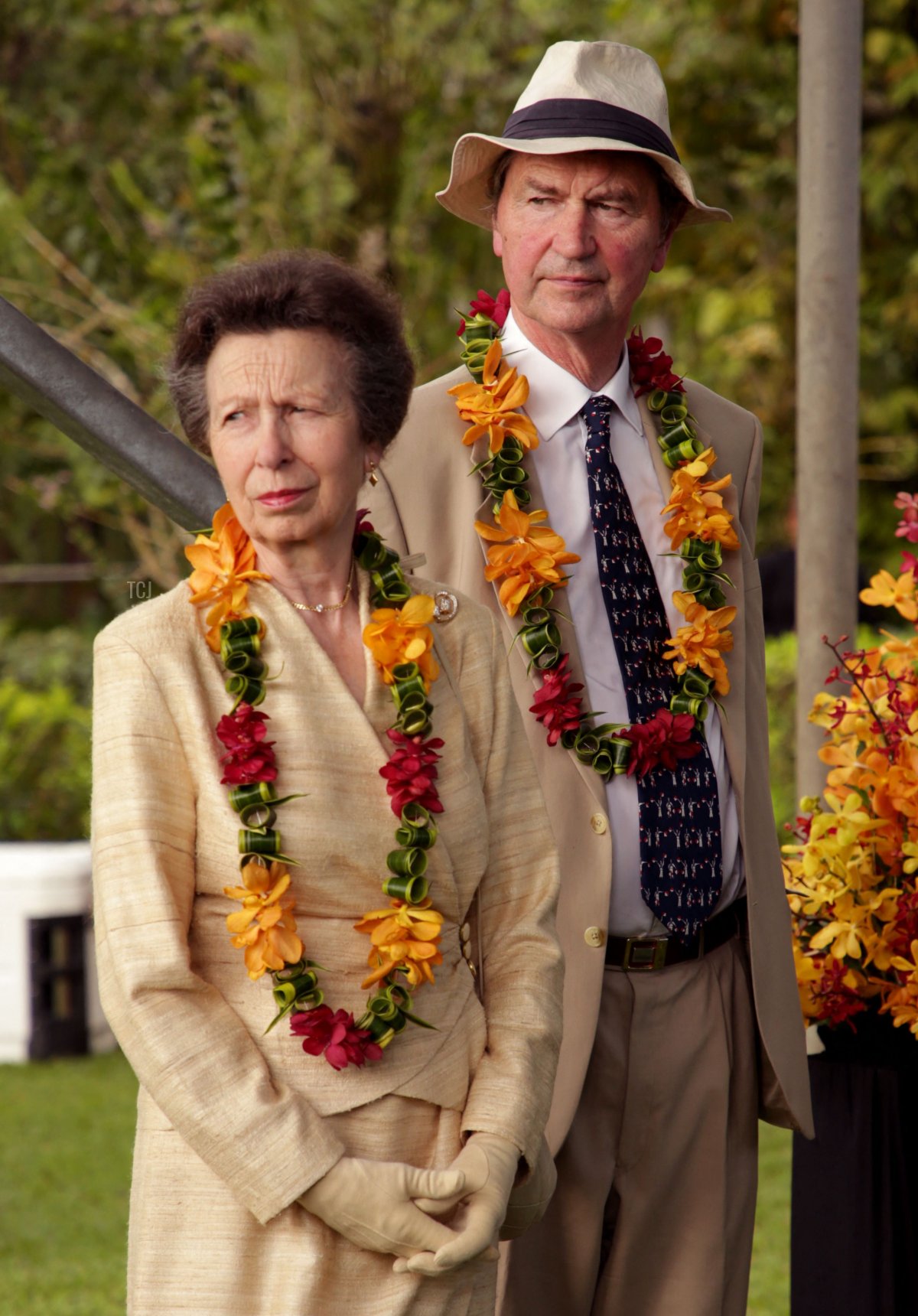 Britain's Princess Anne (L) and husband Timothy Laurence attend an event in Port Moresby on April 12, 2022, during her royal trip to Papua New Guinea in celebration of the Queen's Platinum Jubilee