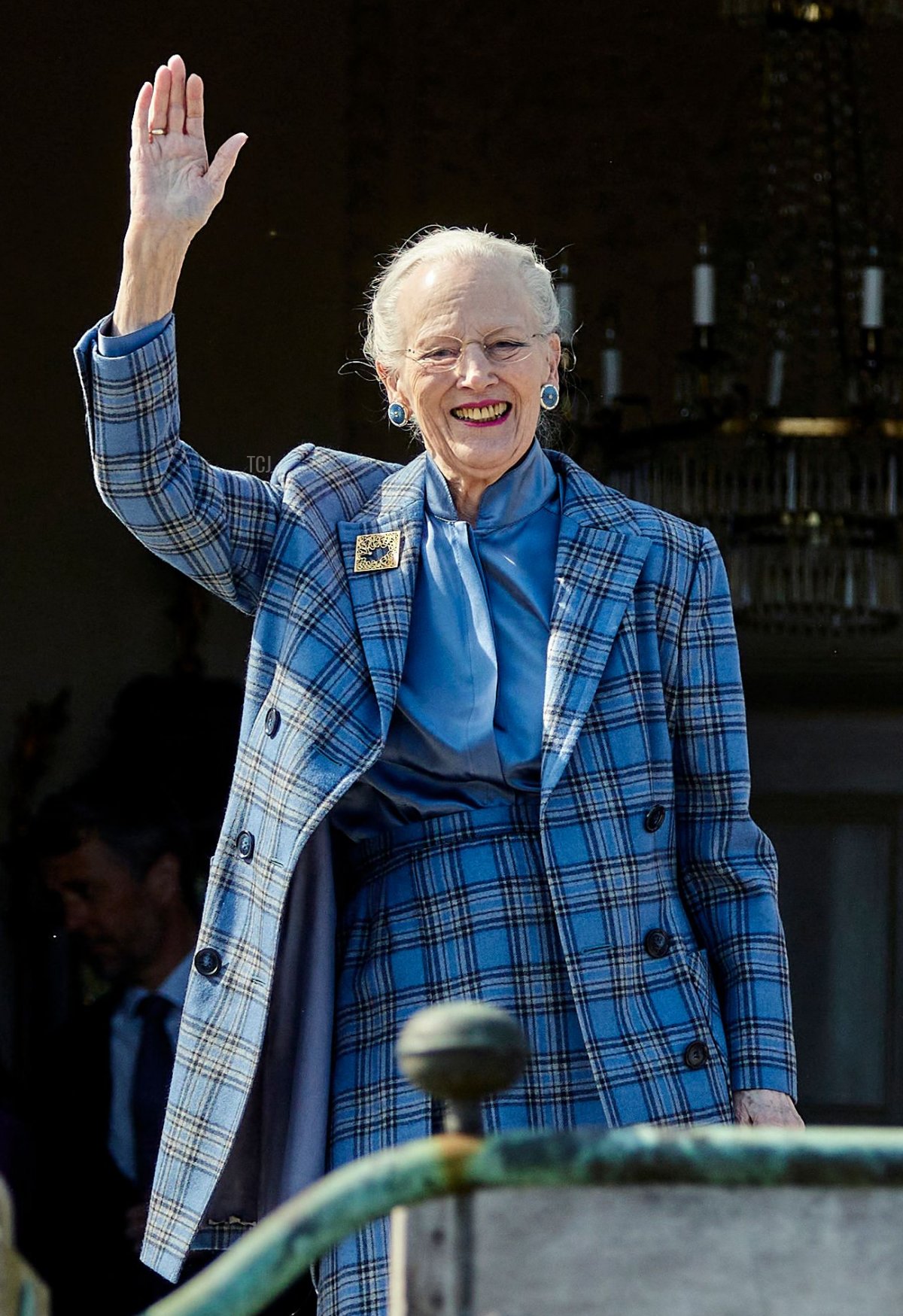 Denmark's Queen Margrethe II greets well-wishers from the balcony of Marselisborg Castle in Aarhus, Denmark, on April 16, 2022, on the occasion of her 82nd birthday