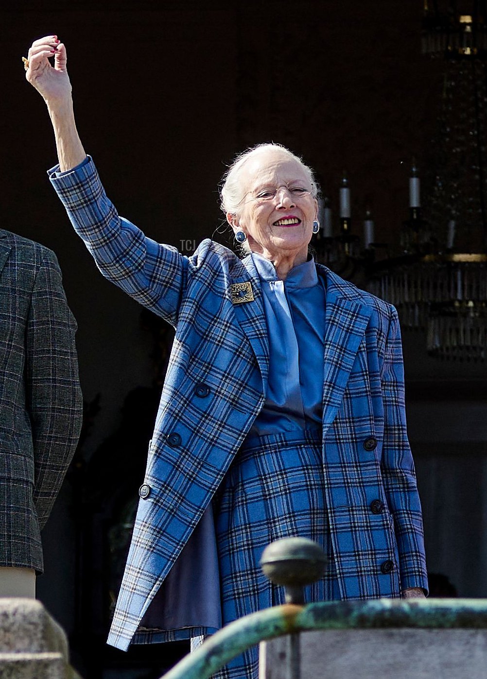 Denmark's Queen Margrethe II greets well-wishers from the balcony of Marselisborg Castle in Aarhus, Denmark, on April 16, 2022, on the occasion of her 82nd birthday