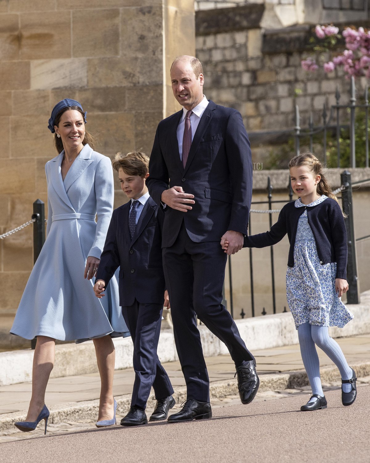 Prince William, Duke of Cambridge, Catherine, Duchess of Cambridge attend the Easter Matins Service at St George's Chapel at Windsor Castle on April 17, 2022 in Windsor, England