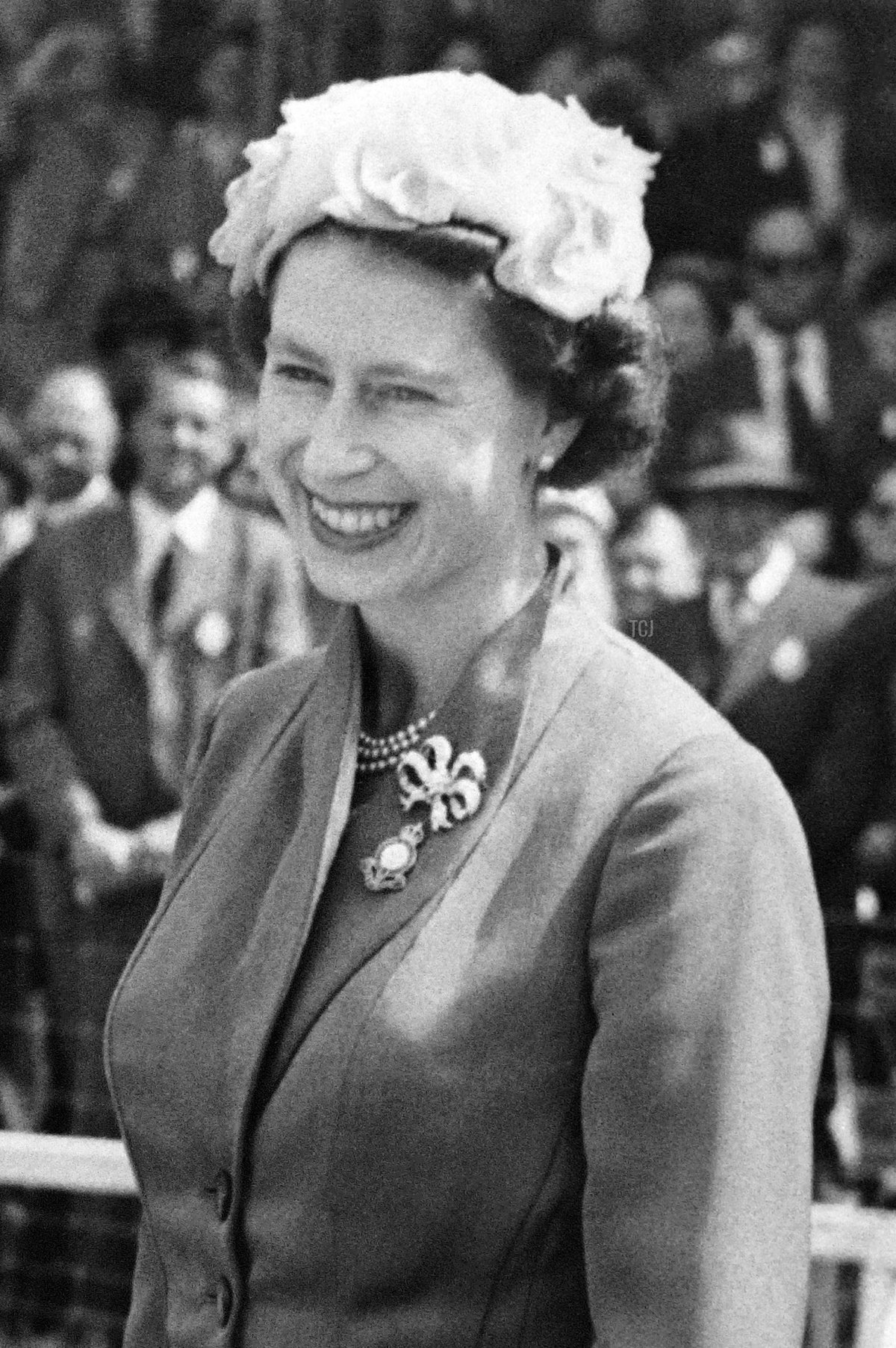 Queen Elizabeth II visits an agricultural fair in Norwich on July 5, 1957