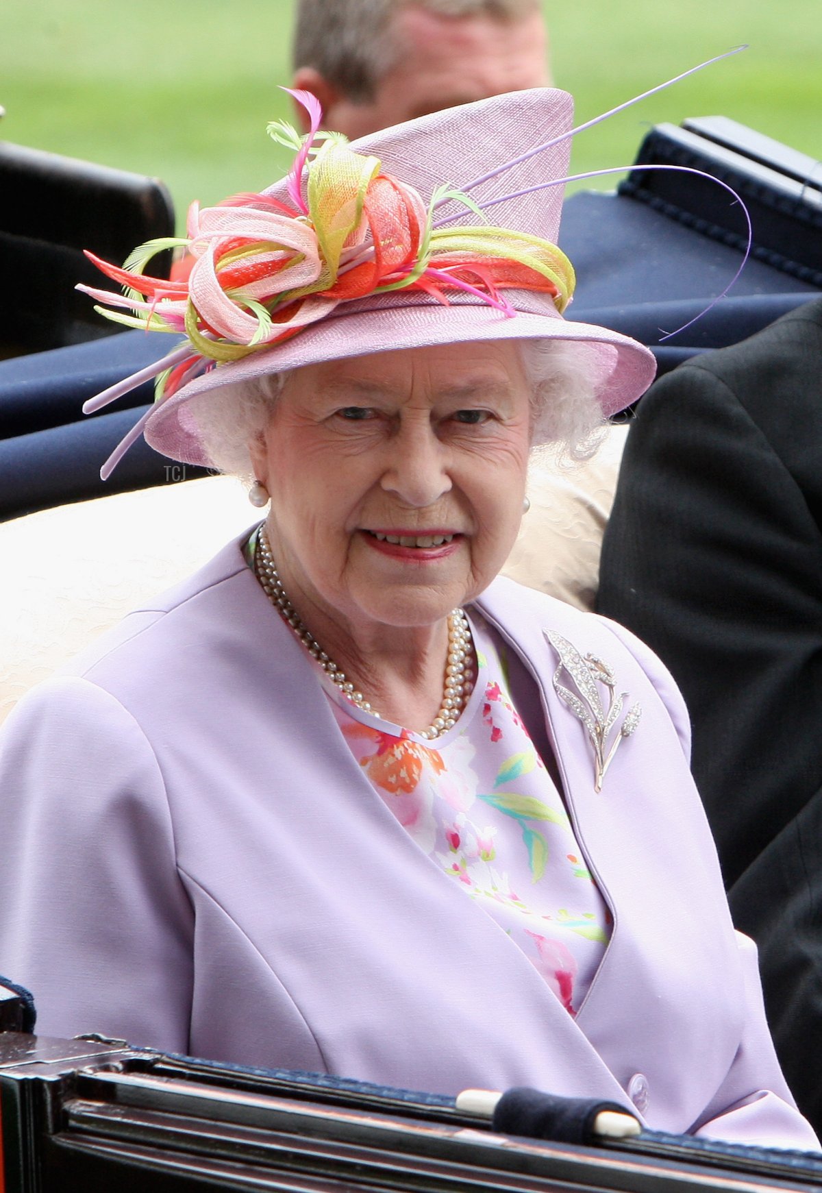 HM Queen Elizabeth II arrives in a horse drawn carriage in the parade ring on the second day of Royal Ascot 2009 at Ascot Racecourse on June 19, 2009 in Ascot, England