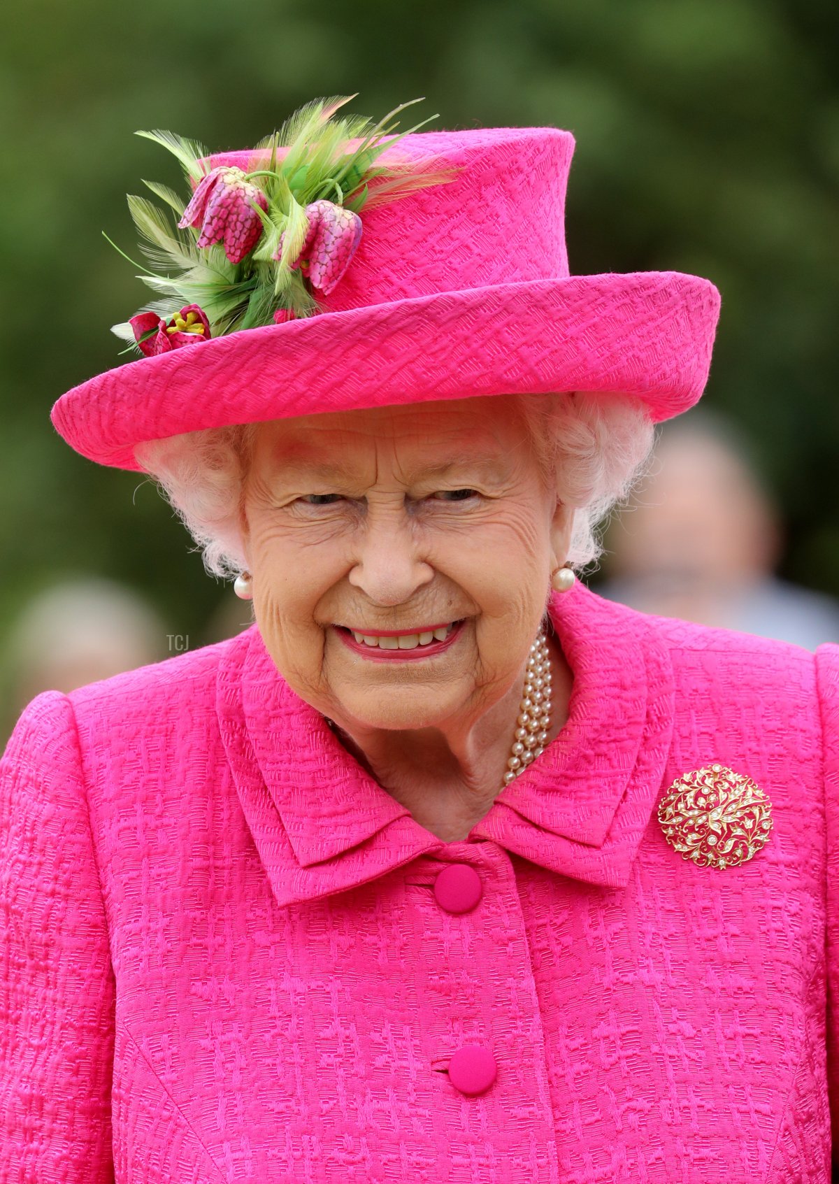 Queen Elizabeth II during a visit to the NIAB, (National Institute of Agricultural Botany) on July 09, 2019 in Cambridge, England