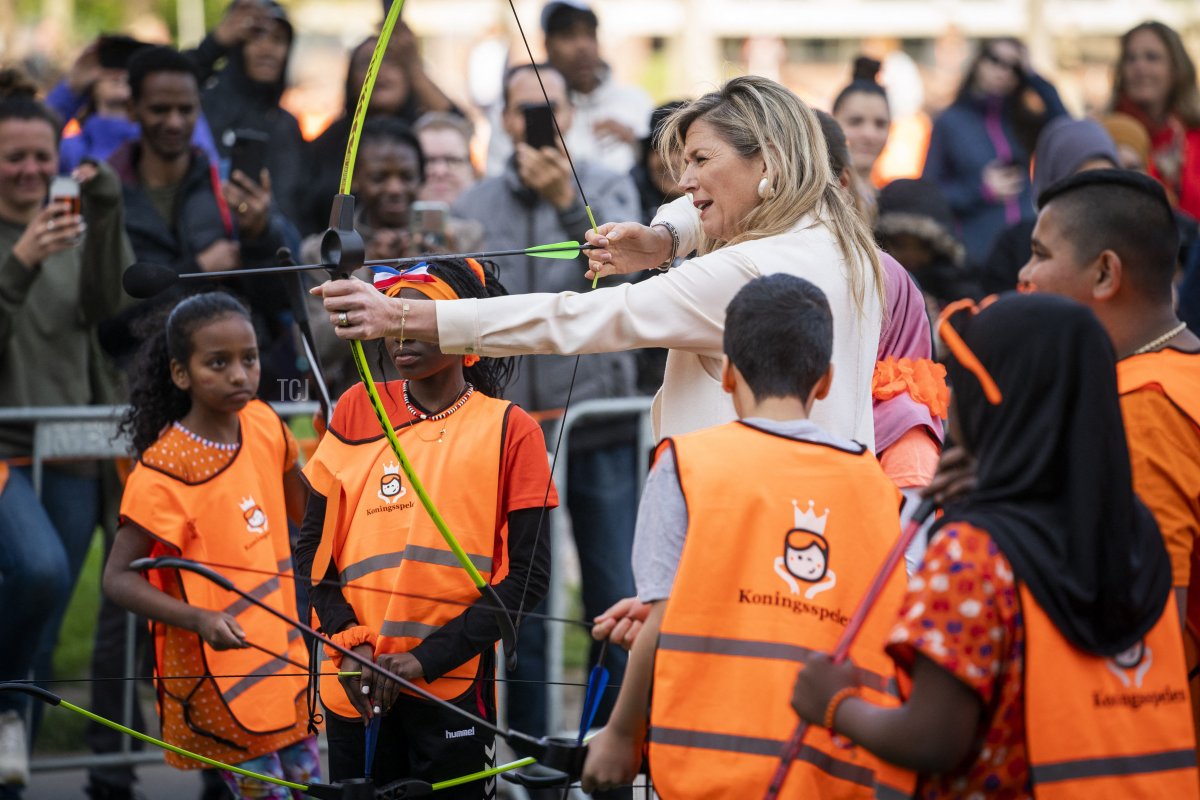 Queen Maxima takes part in the King's Breakfast during the national opening of the 10th edition of the King's Games in Delft, on April 22, 2022