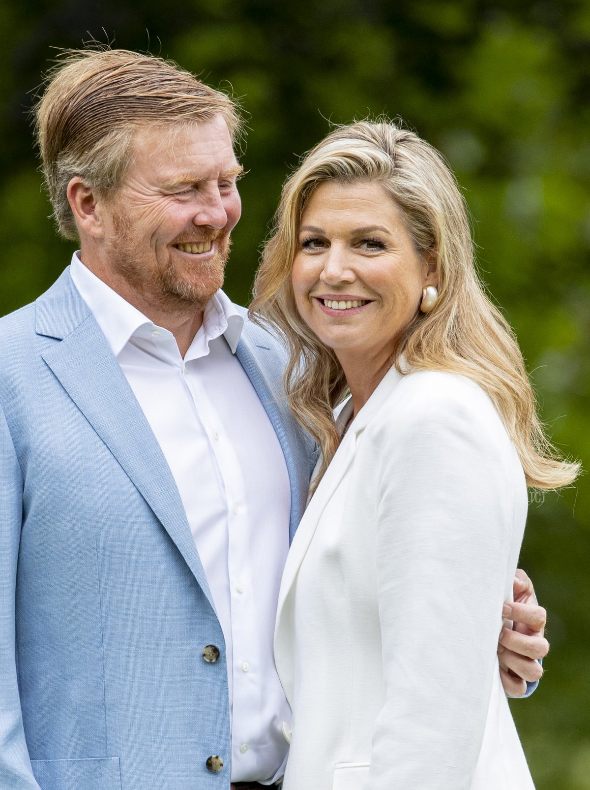King Willem-Alexander of The Netherlands and Queen Maxima of The Netherlands during the annual summer photocall at their residence Palace Huis ten Bosch on July 17, 2020 in The Hague, Netherlands