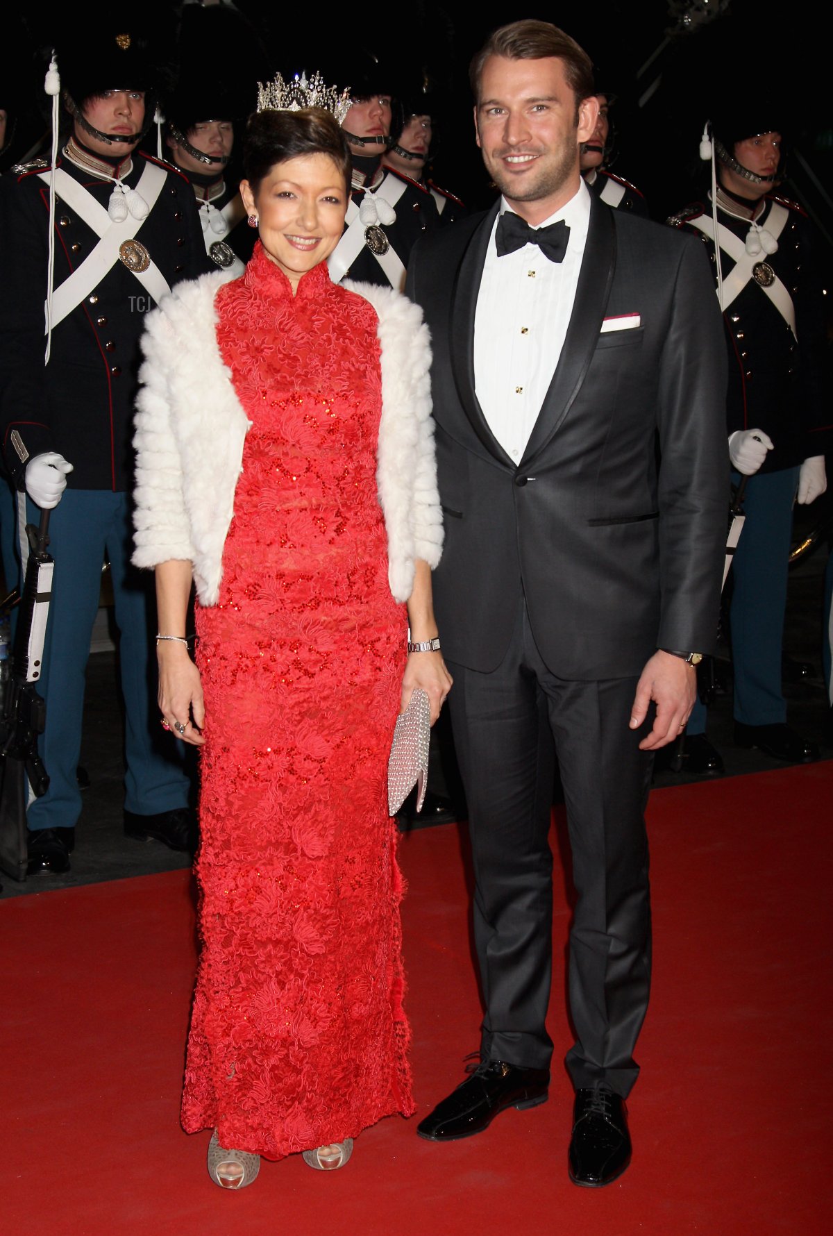 Alexandra Countess of Frederiksborg (L) arrives for a Gala Performance at the DR Concert Hall to celebrate Queen Margrethe II of Denmark's 40 years on the throne at City Hall on January 14, 2012 in Copenhagen, Denmark