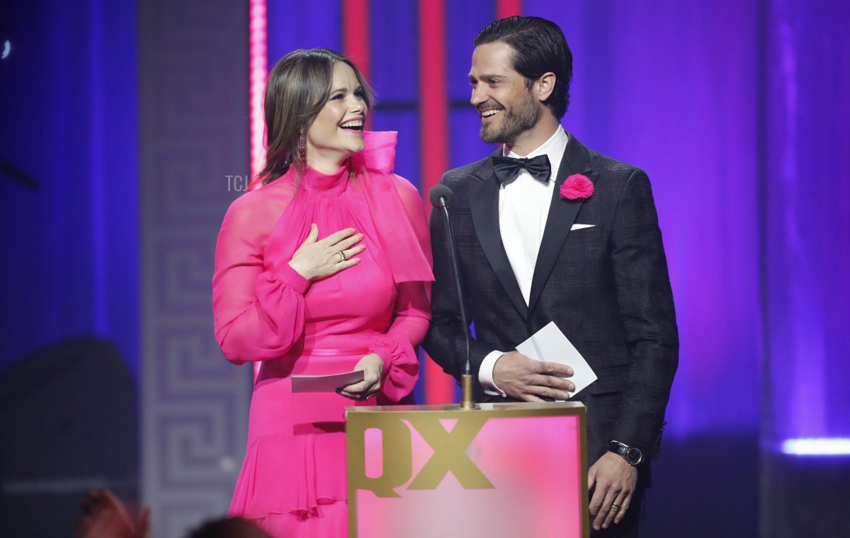 Princess Sofia and Prince Carl Philip hand out an award during the QX Gay Gala at Cirkus in Stockholm, Sweden, April 25, 2022
