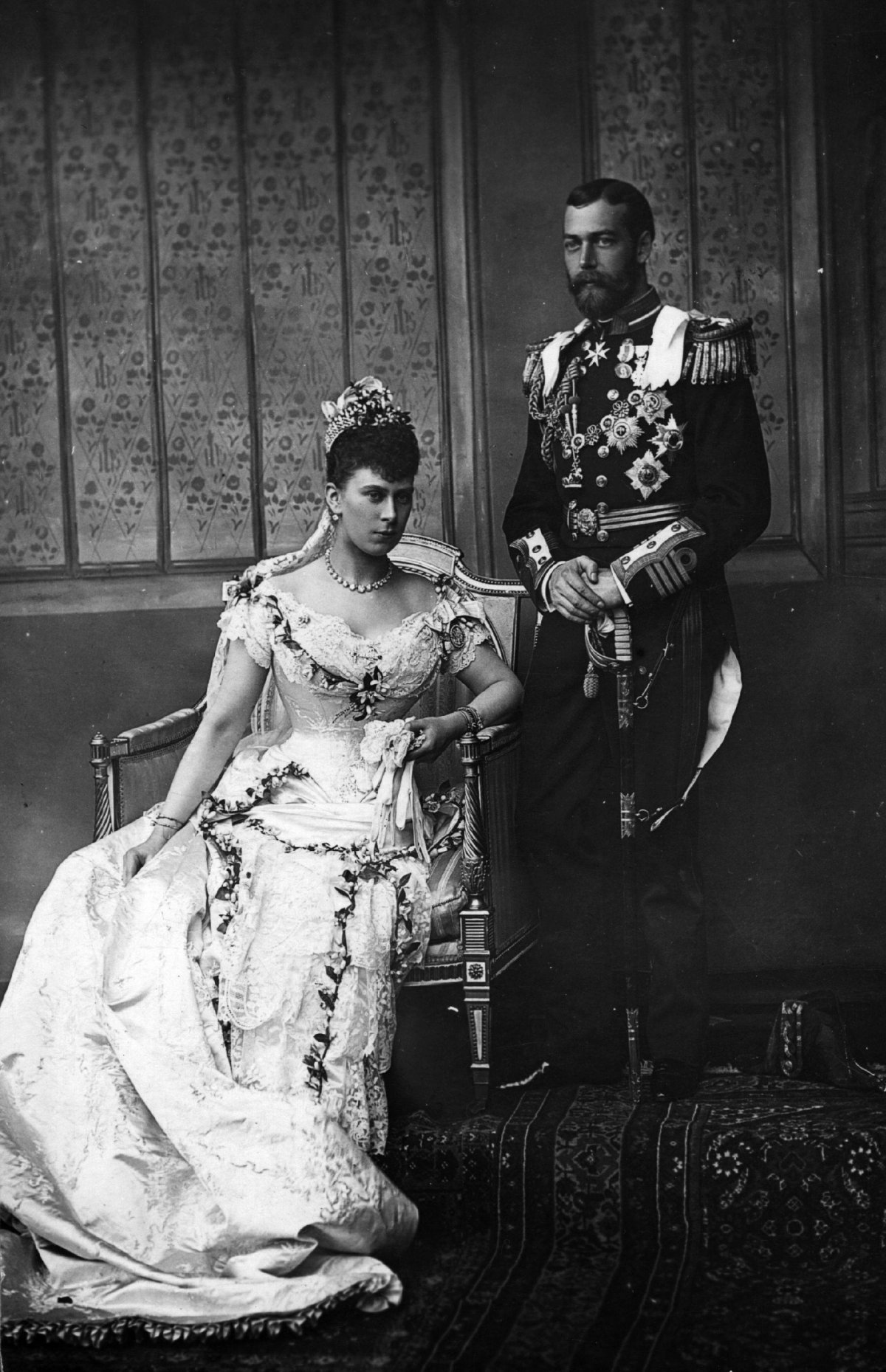 The Duke and Duchess of York on their wedding day, 6 Jul 1893