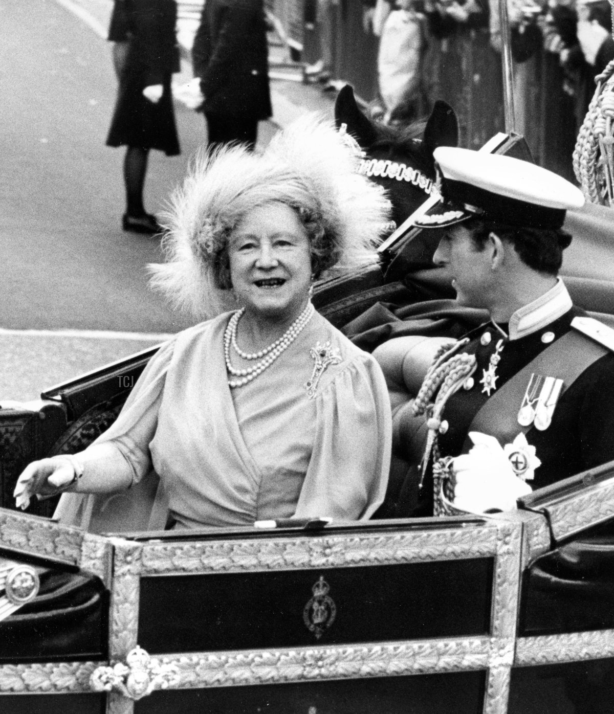 The Queen Mother and Prince Charles, London, 1980