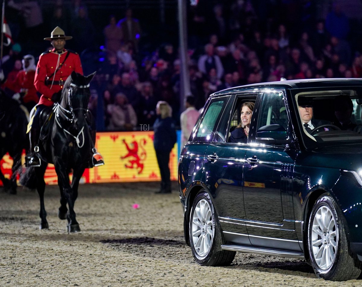Princess Beatrice and Edoardo Mapelli Mozzi attend the charity preview night of A Gallop Through History Platinum Jubilee celebration at the Royal Windsor Horse Show at Windsor Castle