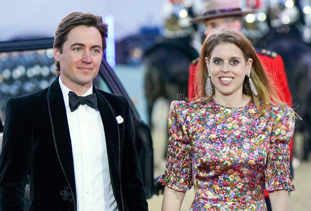 Princess Beatrice and Edoardo Mapelli Mozzi attend the charity preview night of A Gallop Through History Platinum Jubilee celebration at the Royal Windsor Horse Show at Windsor Castle