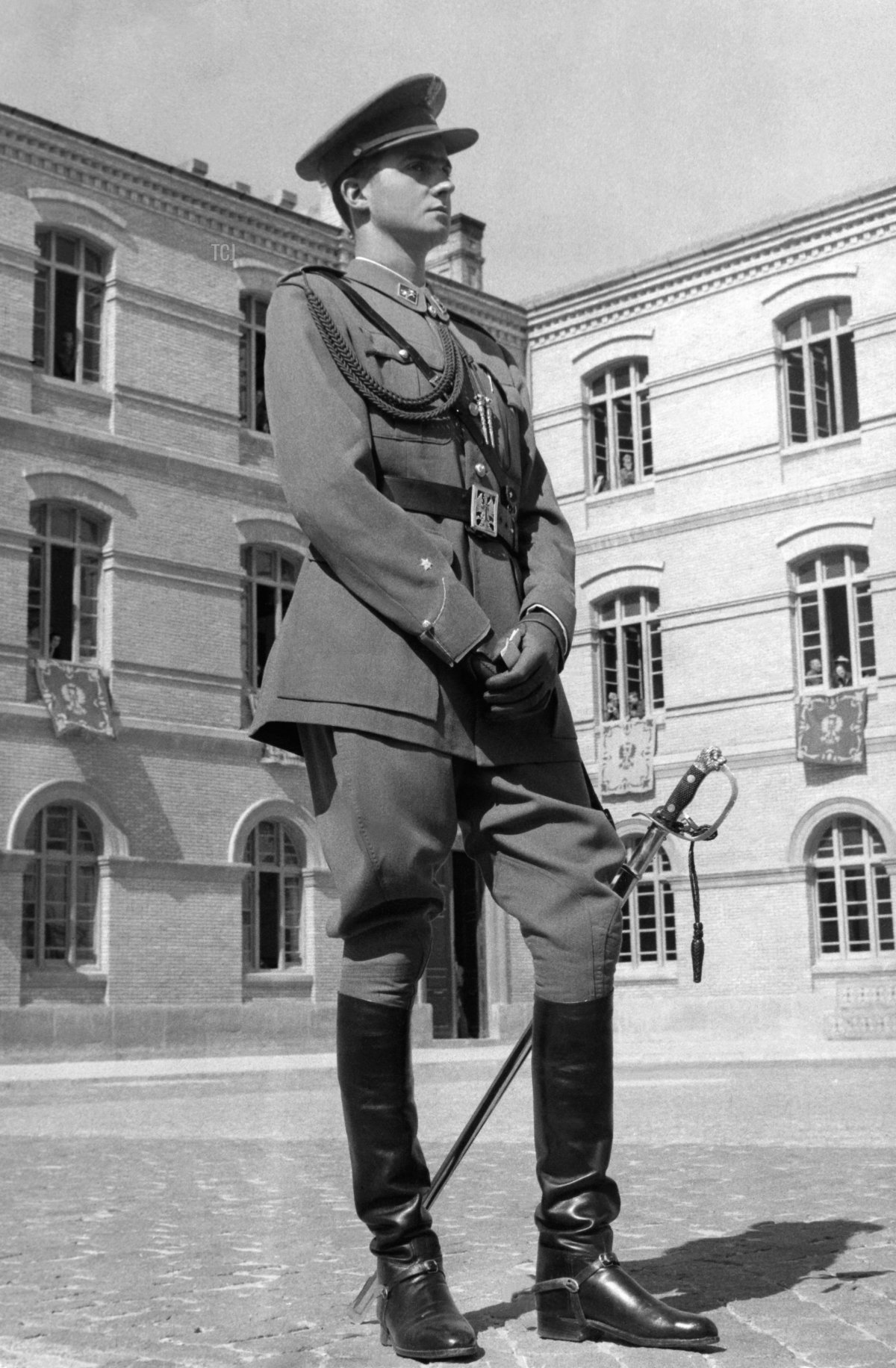 Prince Juan Carlos of Spain is pictured in the Military Academy of Zaragoza between 1955-57