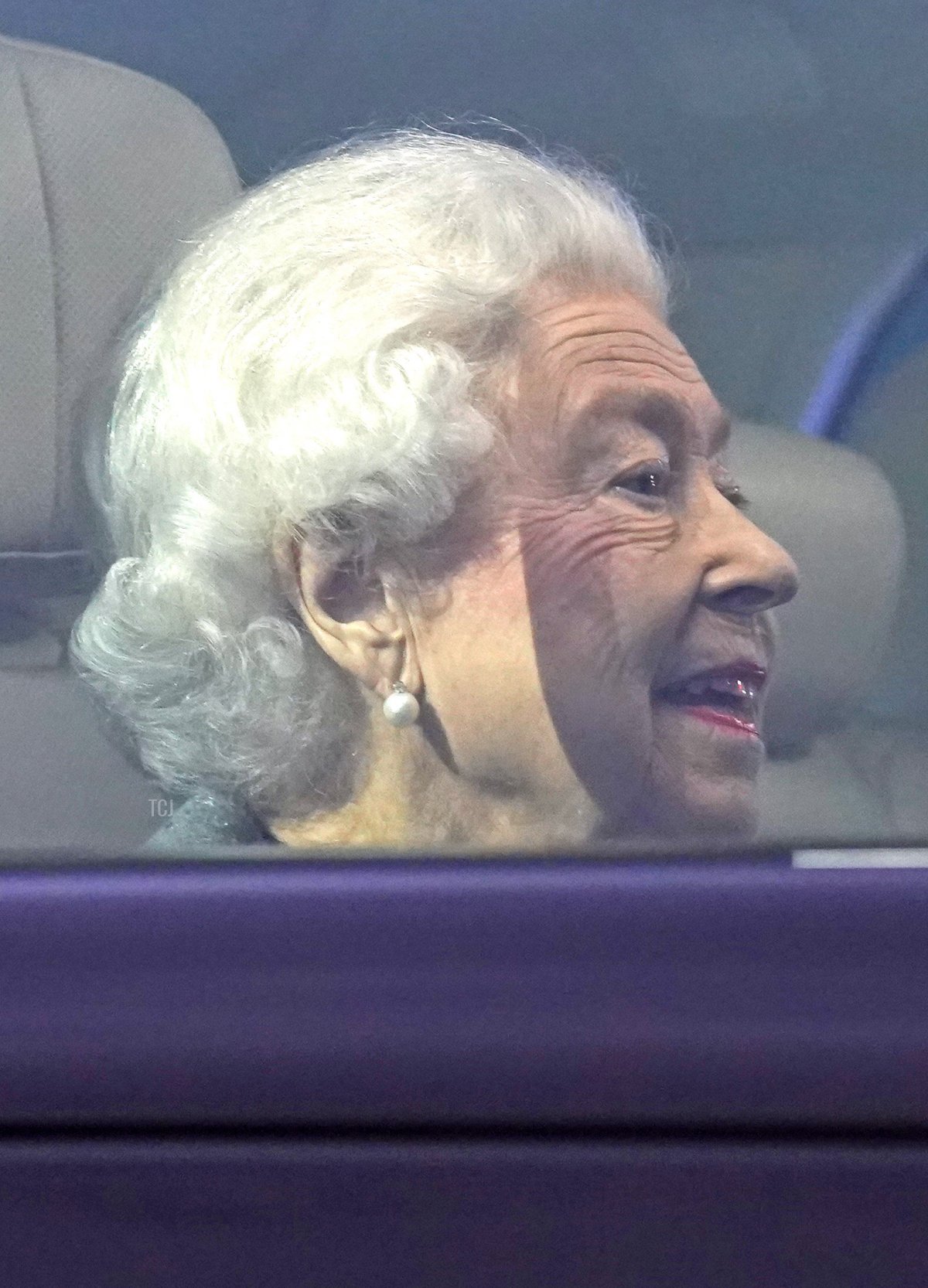 Queen Elizabeth II arrives for the "A Gallop Through History" performance as part of the official celebrations for Queen Elizabeth II's Platinum Jubilee at the Royal Windsor Horse Show at Home Park on May 15, 2022 in Windsor, England