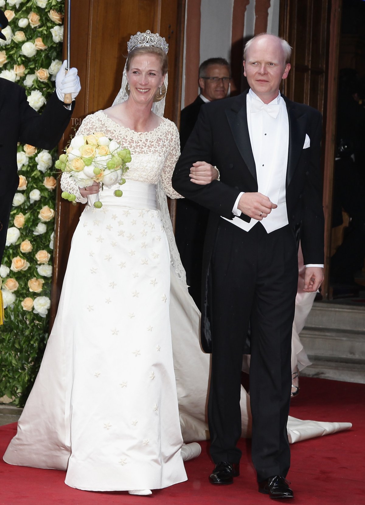 Princess Nathalie zu Sayn-Wittgenstein-Berleburg and Alexander Johannsmann leave after getting married the evangelic Stadtkirche on June 18, 2011 in Bad Berleburg, Germany
