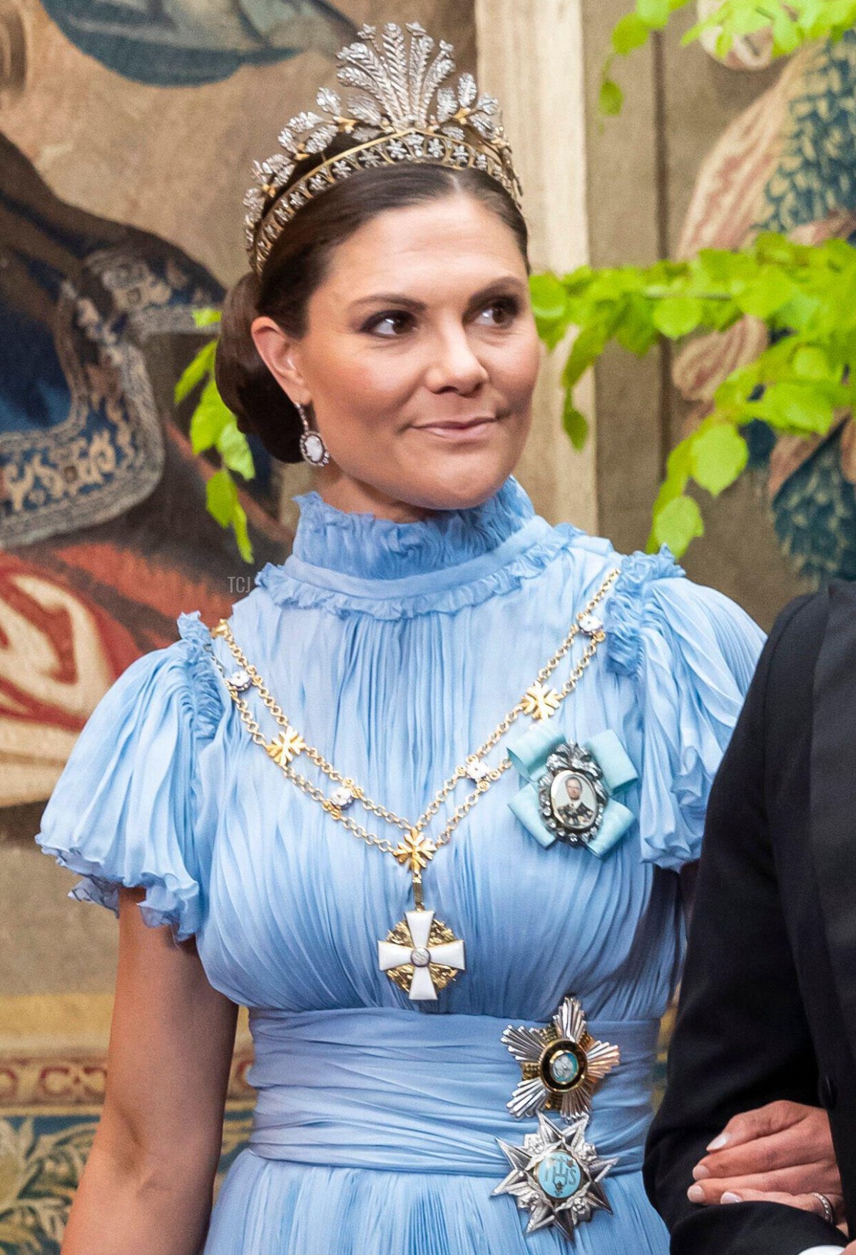Crown Princess Victoria of Sweden attends a State Banquet in honour of the President of Finland in Stockholm, Sweden, on May 17, 2022